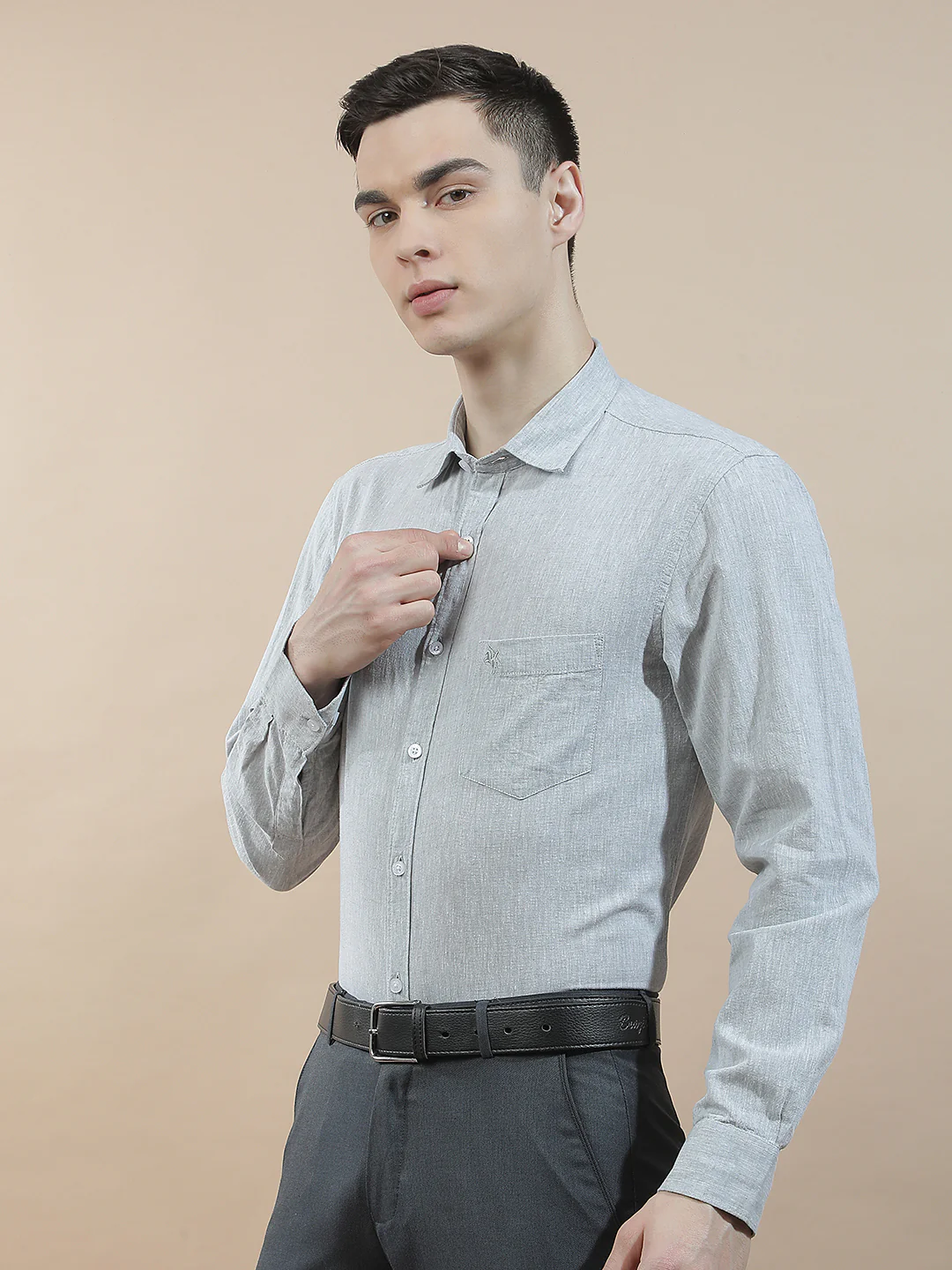 Casual Shirt for Men l Breathable & Soft with Color Fastness Slim Fit Cotton-Linen Fabric Solid Pattern - Image 5