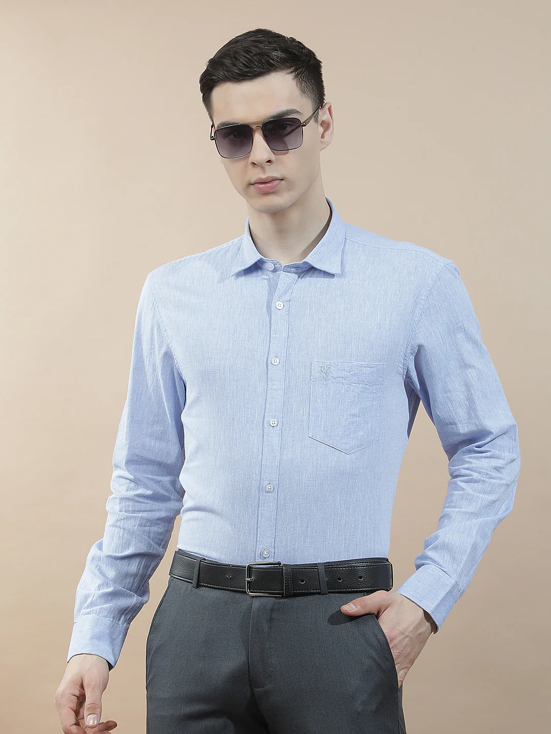 Casual Shirt for Men l Breathable & Soft with Color Fastness Slim Fit Cotton-Linen Fabric Solid Pattern - Image 2