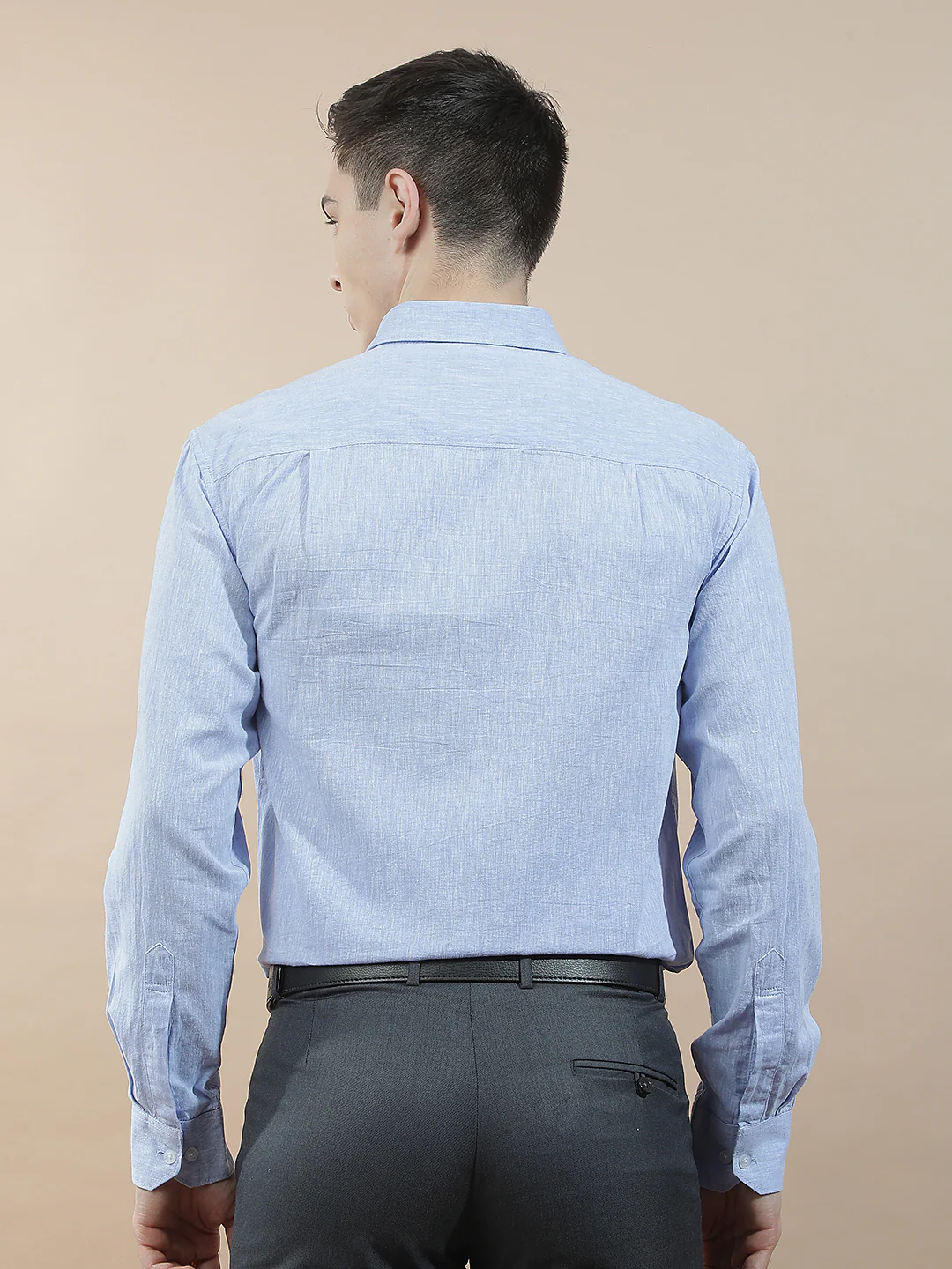 Casual Shirt for Men l Breathable & Soft with Color Fastness Slim Fit Cotton-Linen Fabric Solid Pattern - Image 3