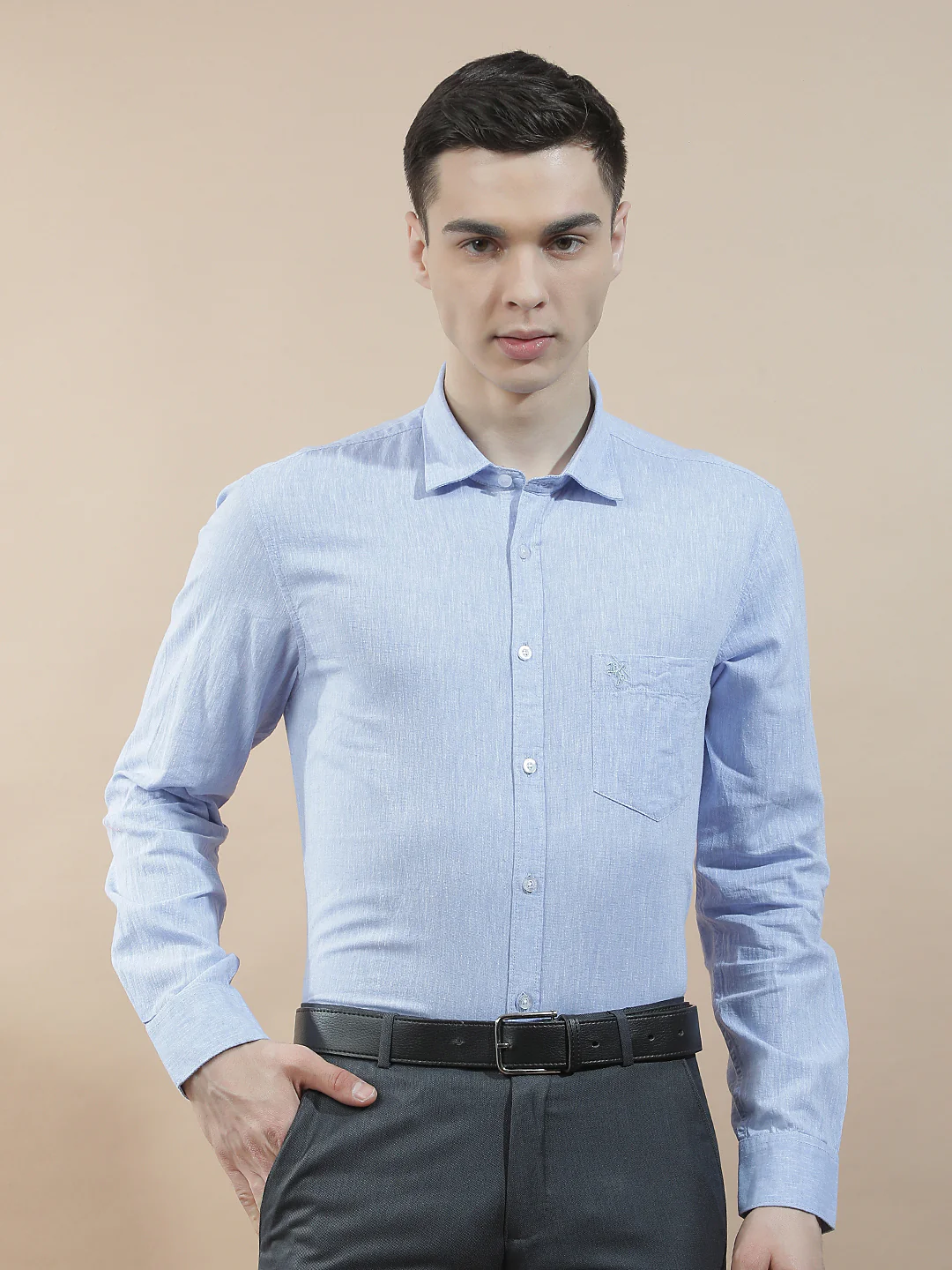 Casual Shirt for Men l Breathable & Soft with Color Fastness Slim Fit Cotton-Linen Fabric Solid Pattern - Image 4