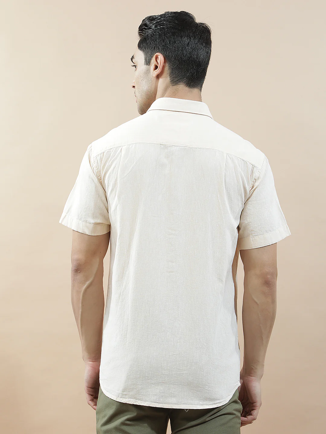 Casual Shirt for Men l Breathable & Soft with Color Fastness Slim Fit Cotton-Linen Fabric Solid Pattern - Image 3