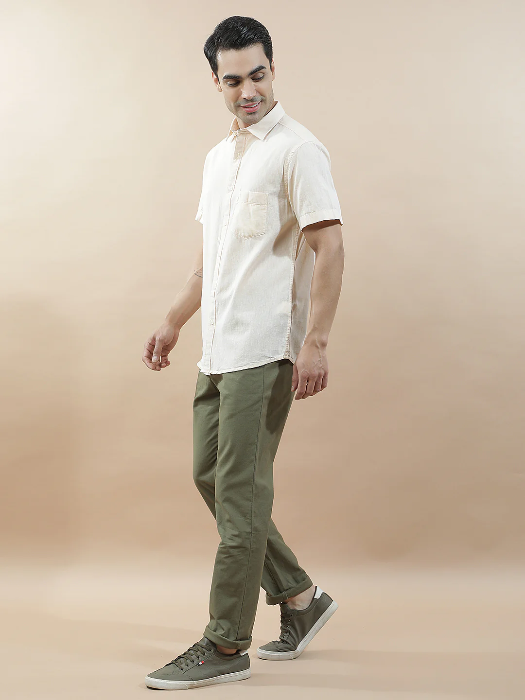 Casual Shirt for Men l Breathable & Soft with Color Fastness Slim Fit Cotton-Linen Fabric Solid Pattern - Image 9