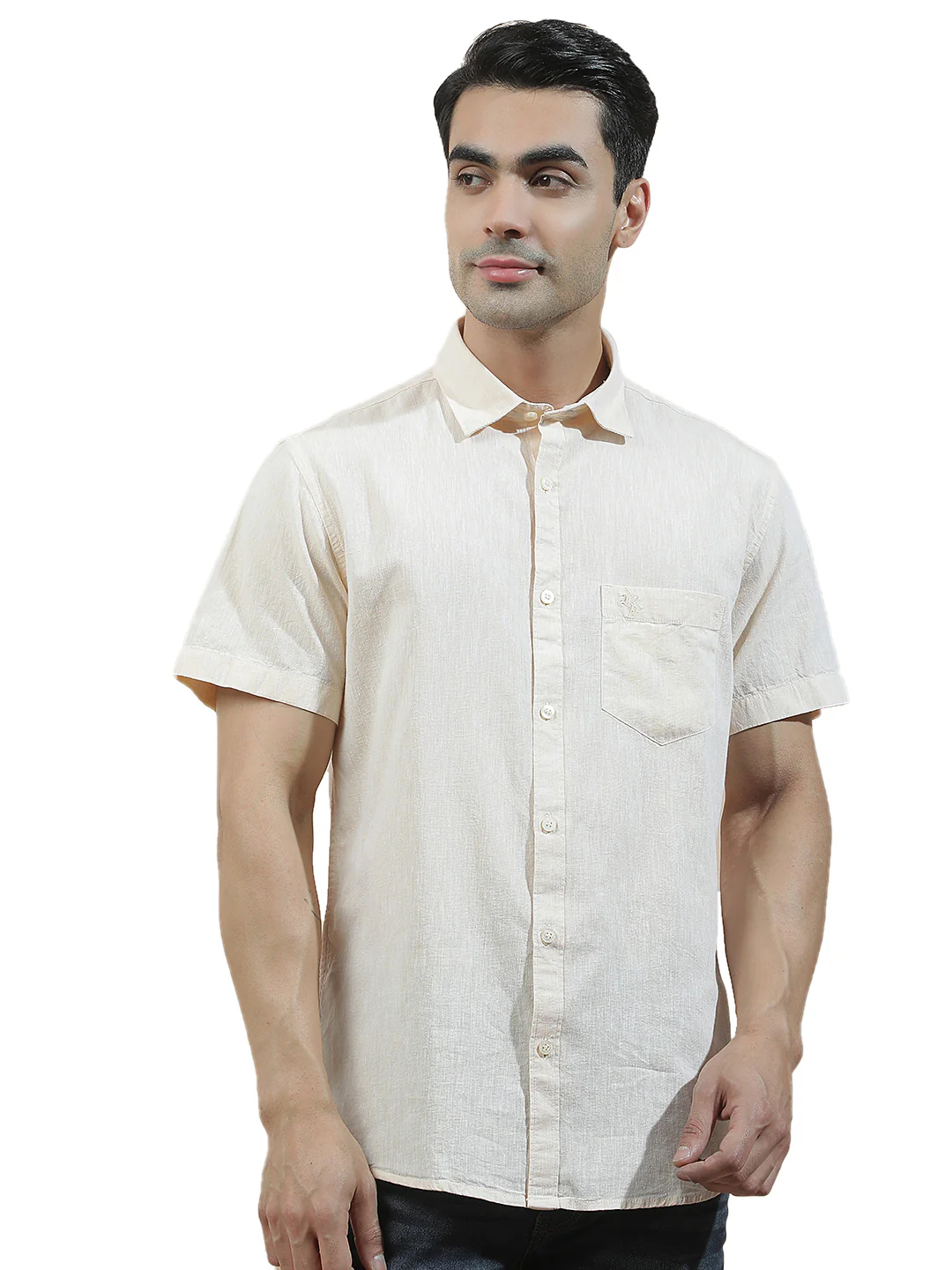 Casual Shirt for Men l Breathable & Soft with Color Fastness Slim Fit Cotton-Linen Fabric Solid Pattern - Image 9