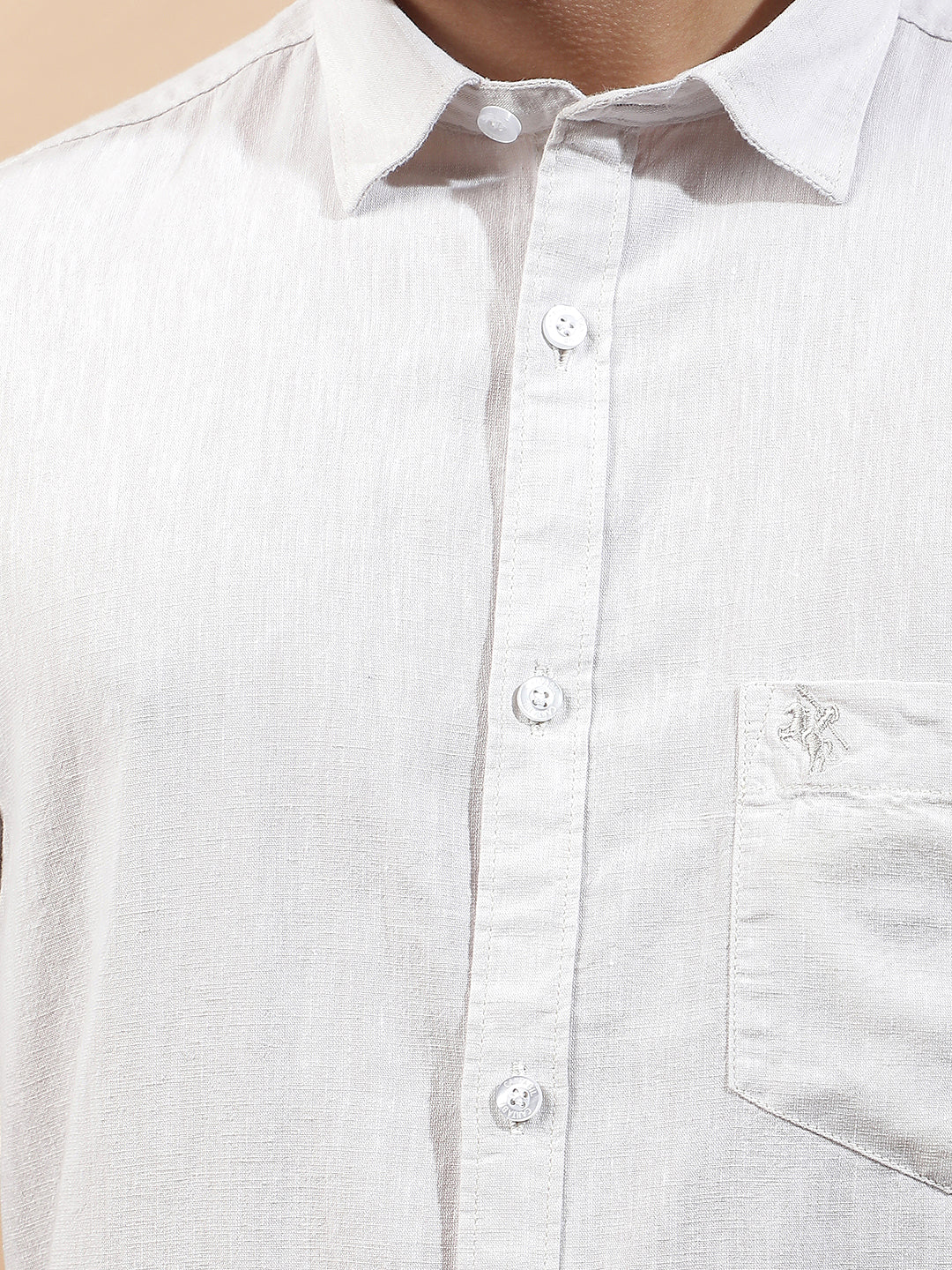 Casual Shirt for Men l Breathable & Soft with Color Fastness Slim Fit Cotton-Linen Fabric Solid Pattern - Image 7