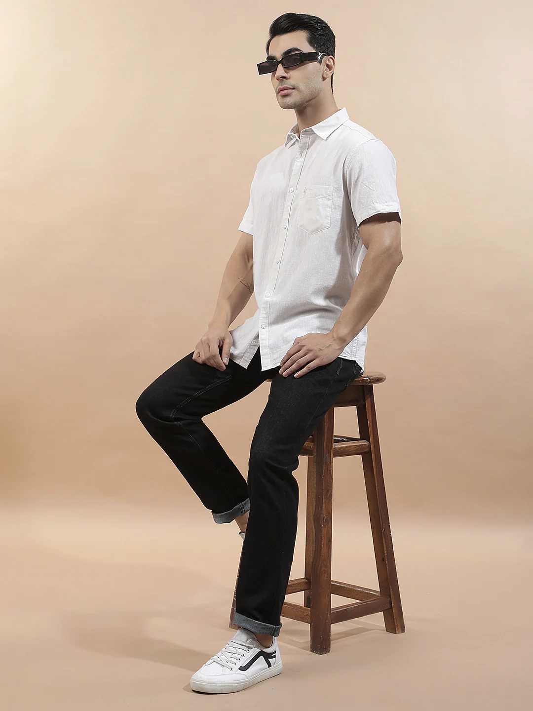 Casual Shirt for Men l Breathable & Soft with Color Fastness Slim Fit Cotton-Linen Fabric Solid Pattern - Image 8