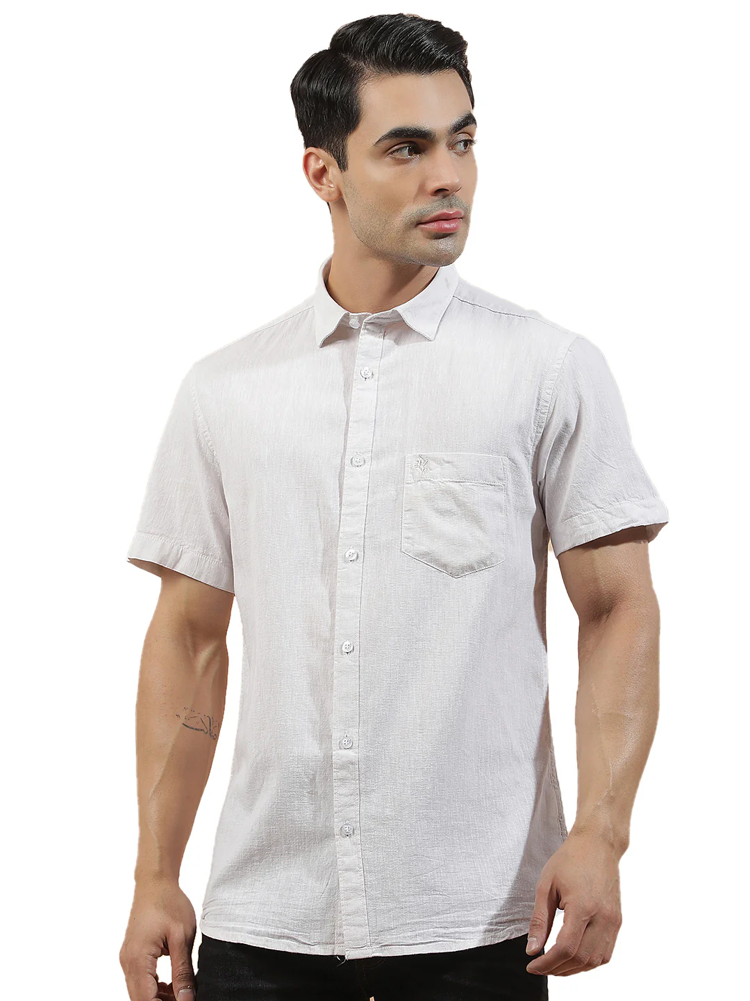 Casual Shirt for Men l Breathable & Soft with Color Fastness Slim Fit Cotton-Linen Fabric Solid Pattern - Image 9