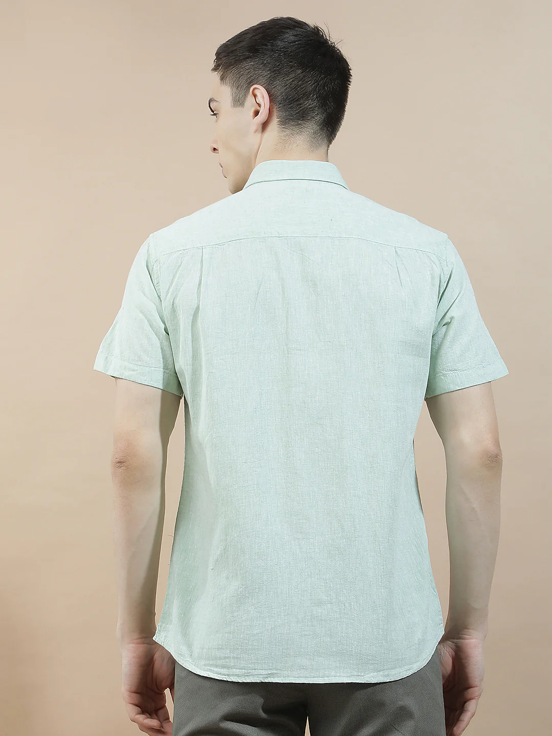 Casual Shirt for Men l Breathable & Soft with Color Fastness Slim Fit Cotton-Linen Fabric Solid Pattern - Image 4