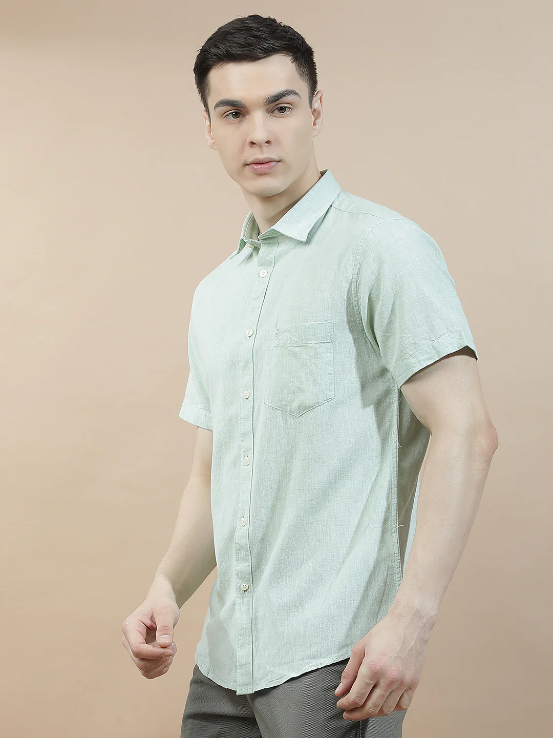 Casual Shirt for Men l Breathable & Soft with Color Fastness Slim Fit Cotton-Linen Fabric Solid Pattern - Image 6
