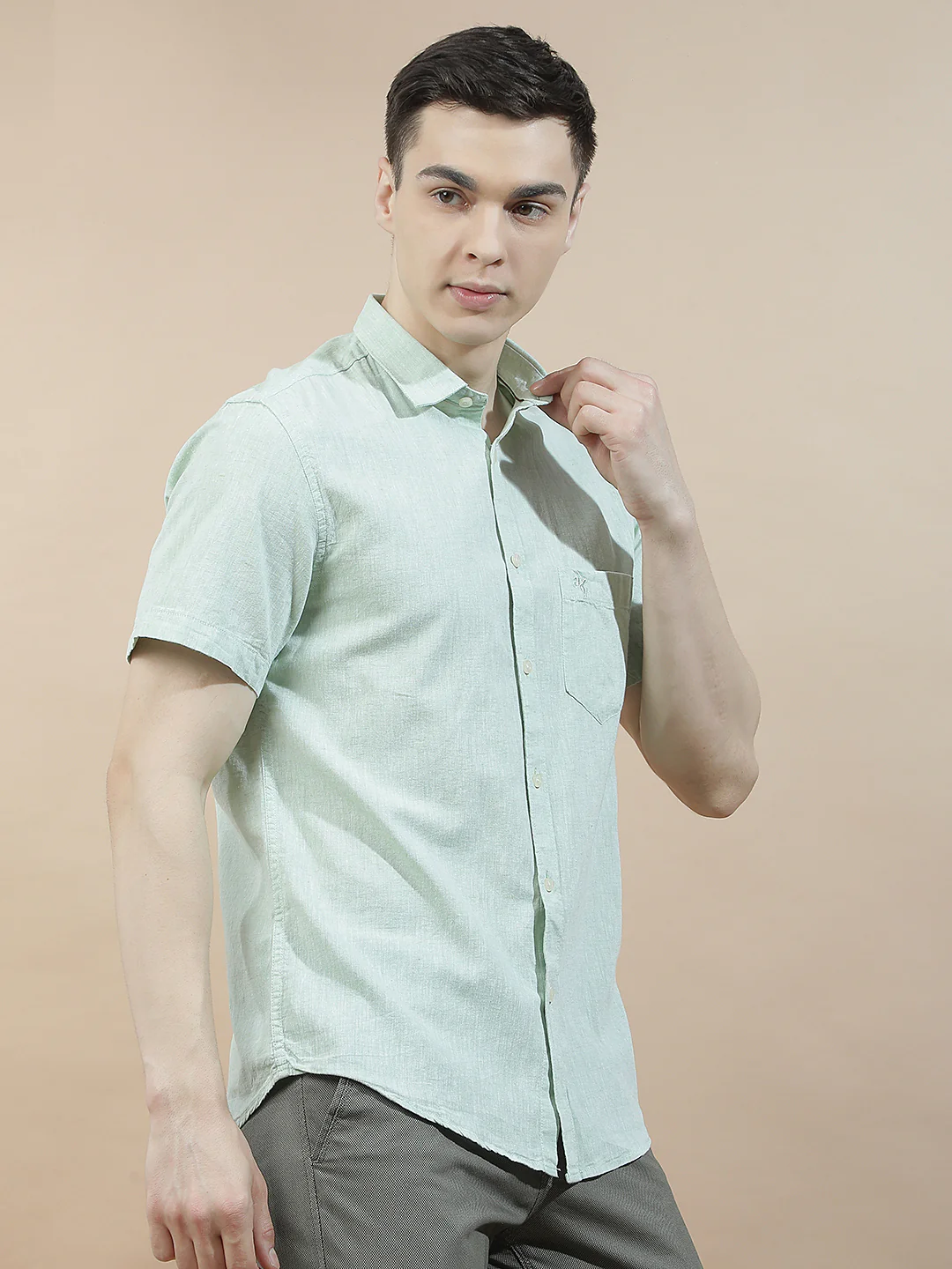 Casual Shirt for Men l Breathable & Soft with Color Fastness Slim Fit Cotton-Linen Fabric Solid Pattern - Image 7