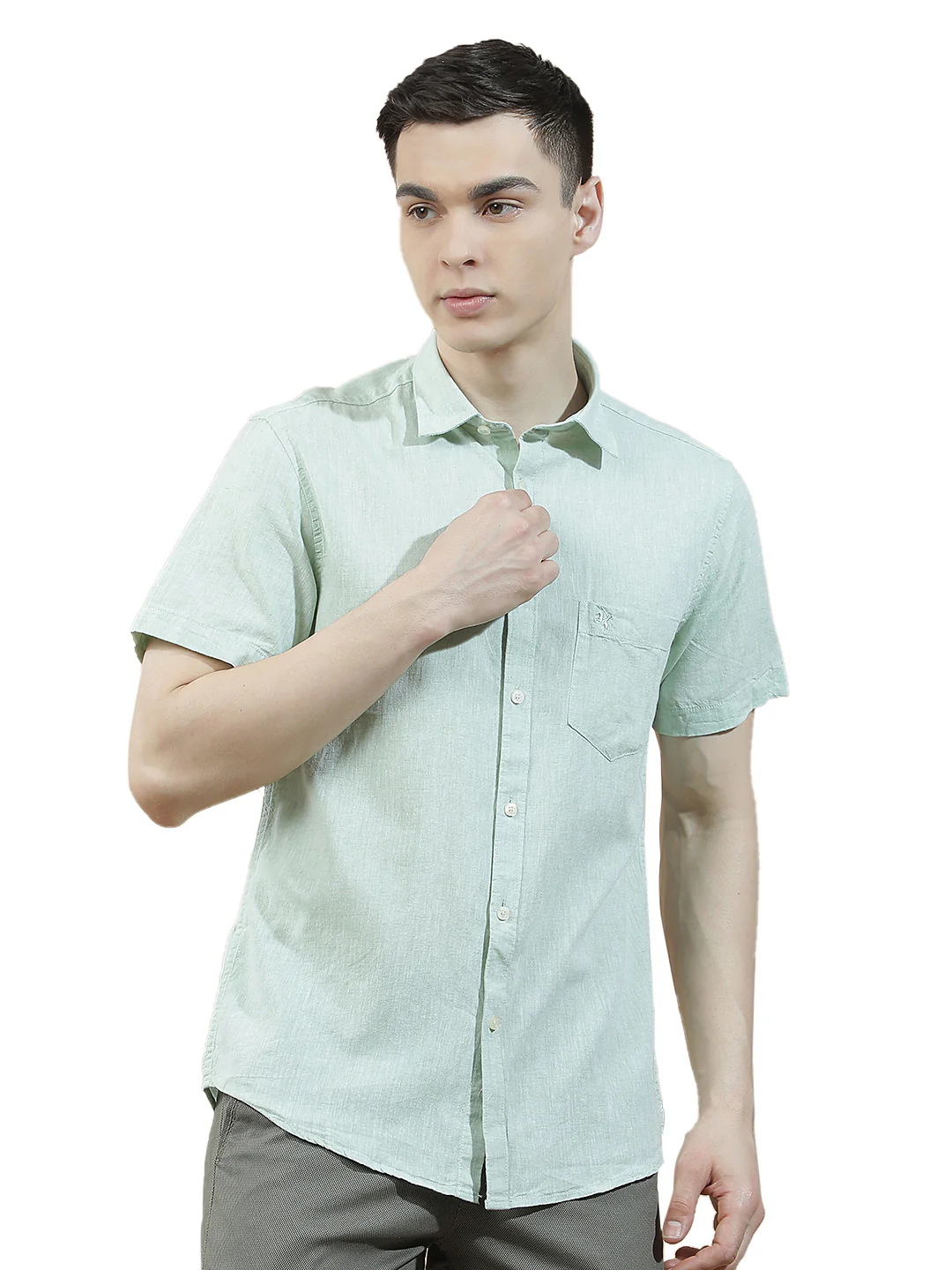 Casual Shirt for Men l Breathable & Soft with Color Fastness Slim Fit Cotton-Linen Fabric Solid Pattern - Image 9