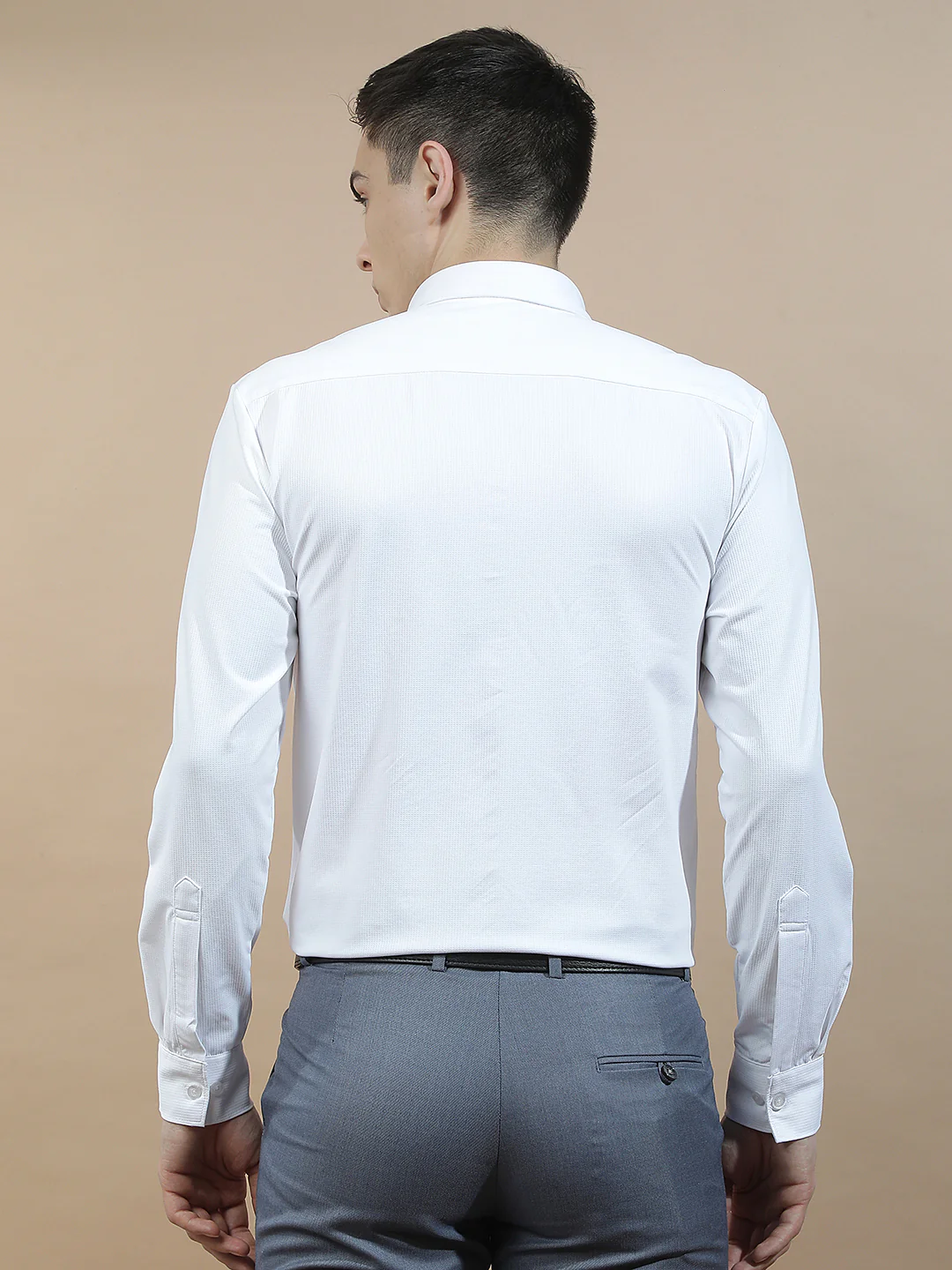 Casual Shirt for Men l Breathable & Soft with Color Fastness Slim Fit Polyester Stretch Fabric Self Design Pattern - Image 3