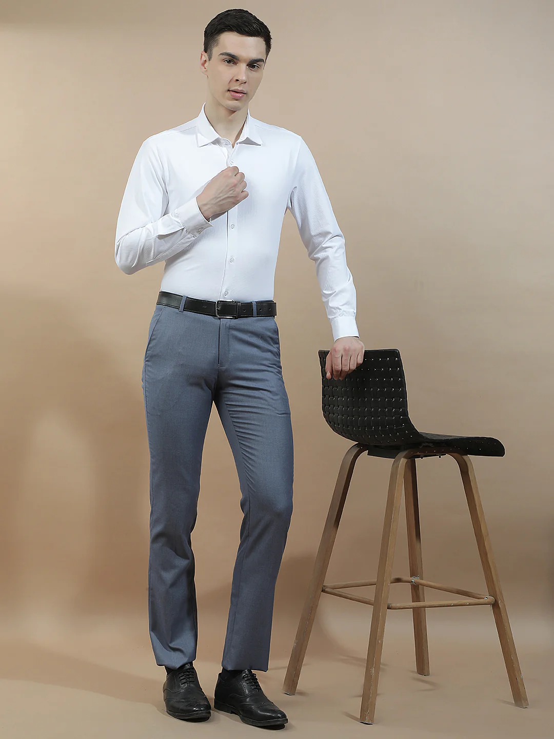 Casual Shirt for Men l Breathable & Soft with Color Fastness Slim Fit Polyester Stretch Fabric Self Design Pattern - Image 5