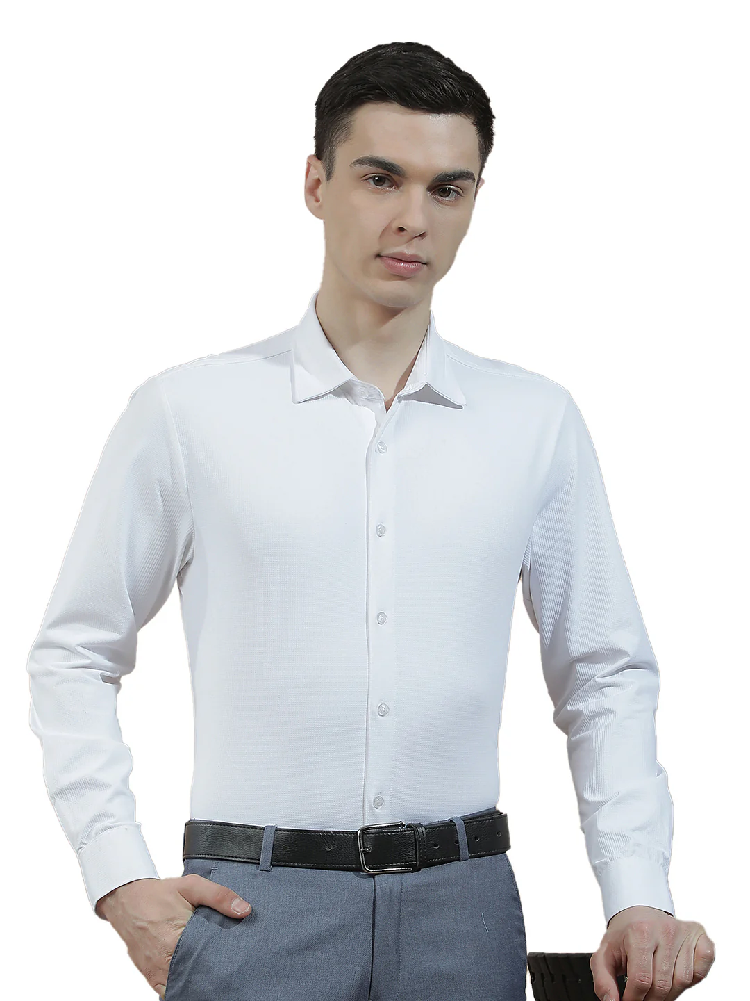 Casual Shirt for Men l Breathable & Soft with Color Fastness Slim Fit Polyester Stretch Fabric Self Design Pattern - Image 9