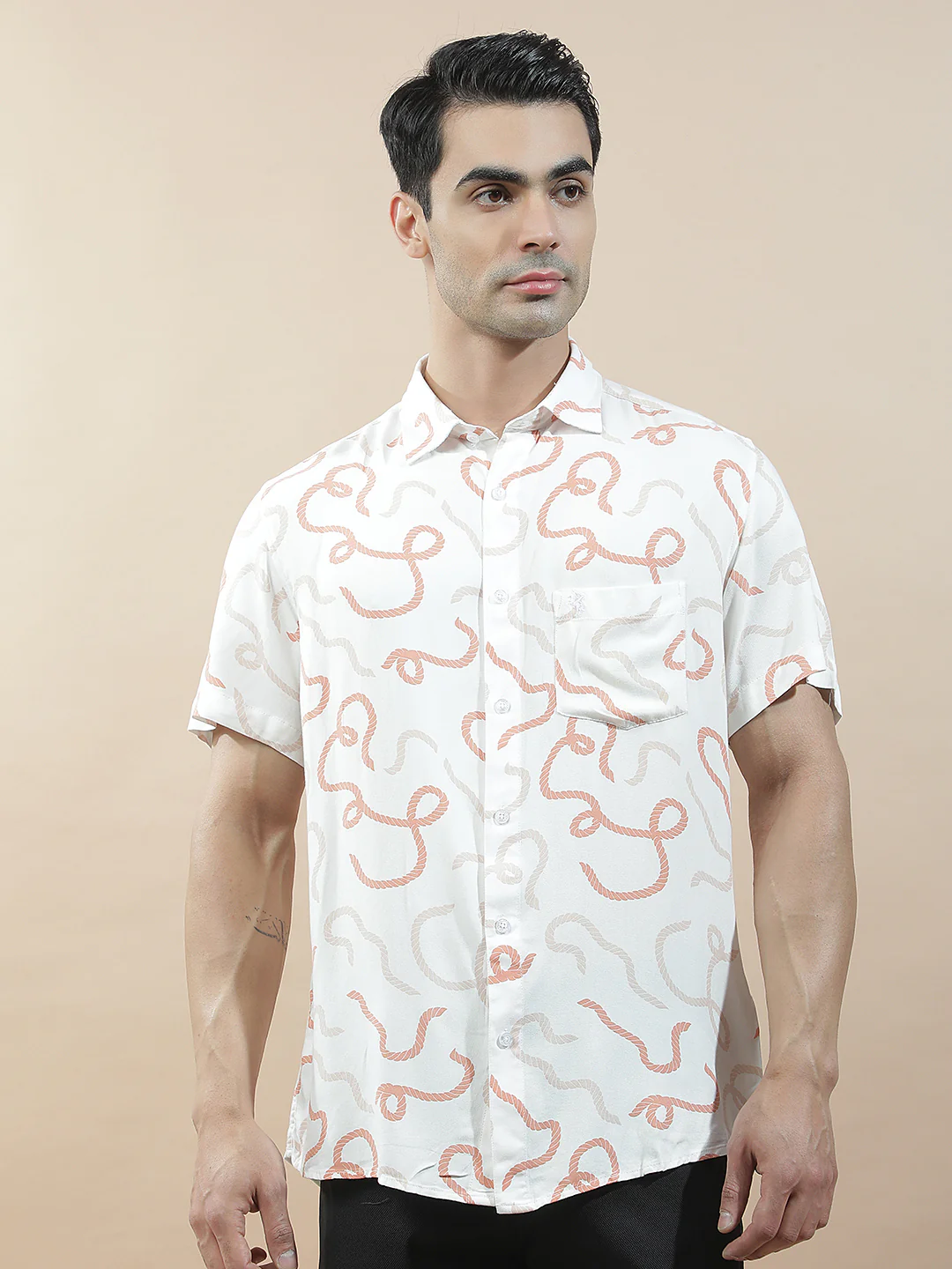 Casual Shirt for Men l Breathable & Soft with Color Fastness Slim Fit Viscose Fabric Printed Pattern - Image 3