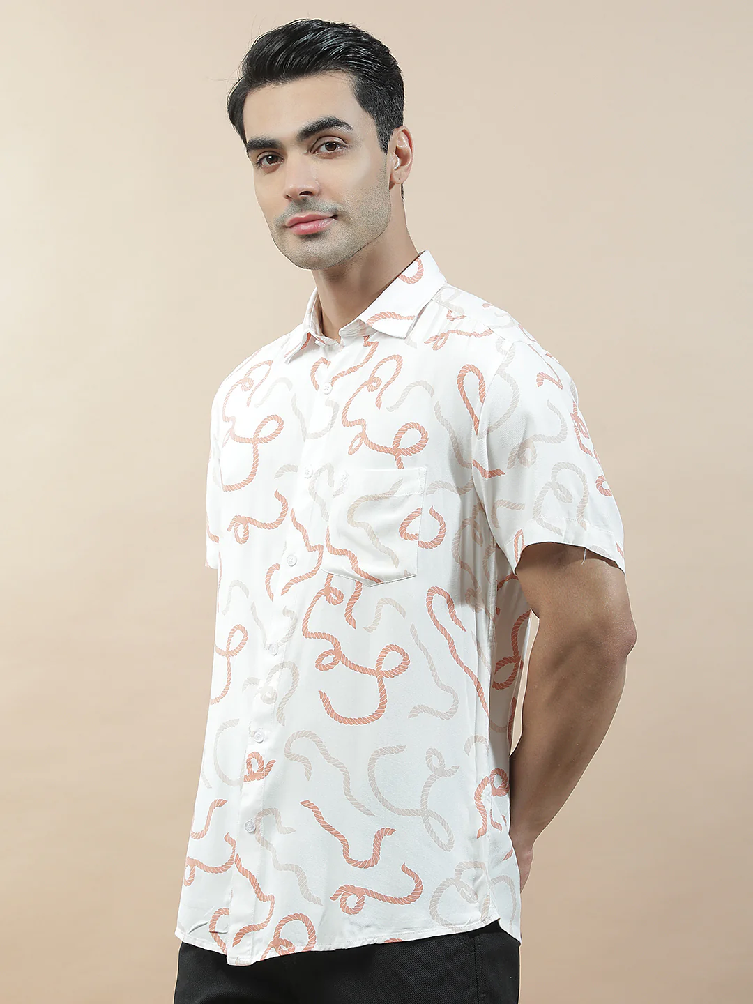 Casual Shirt for Men l Breathable & Soft with Color Fastness Slim Fit Viscose Fabric Printed Pattern - Image 4