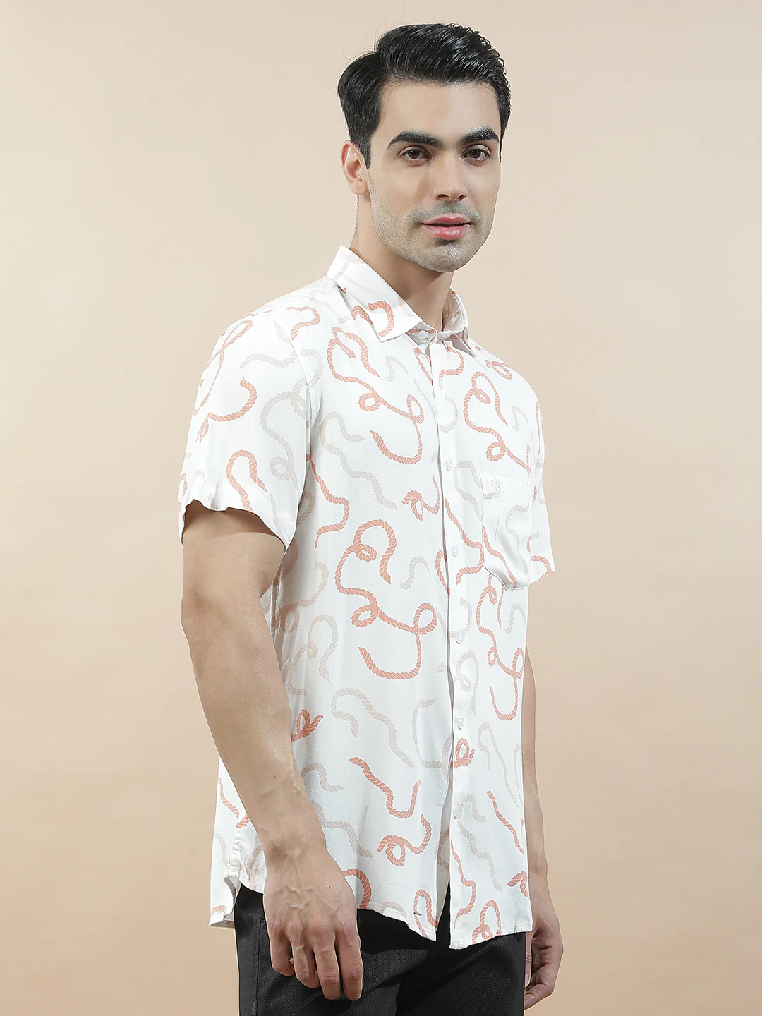 Casual Shirt for Men l Breathable & Soft with Color Fastness Slim Fit Viscose Fabric Printed Pattern - Image 5