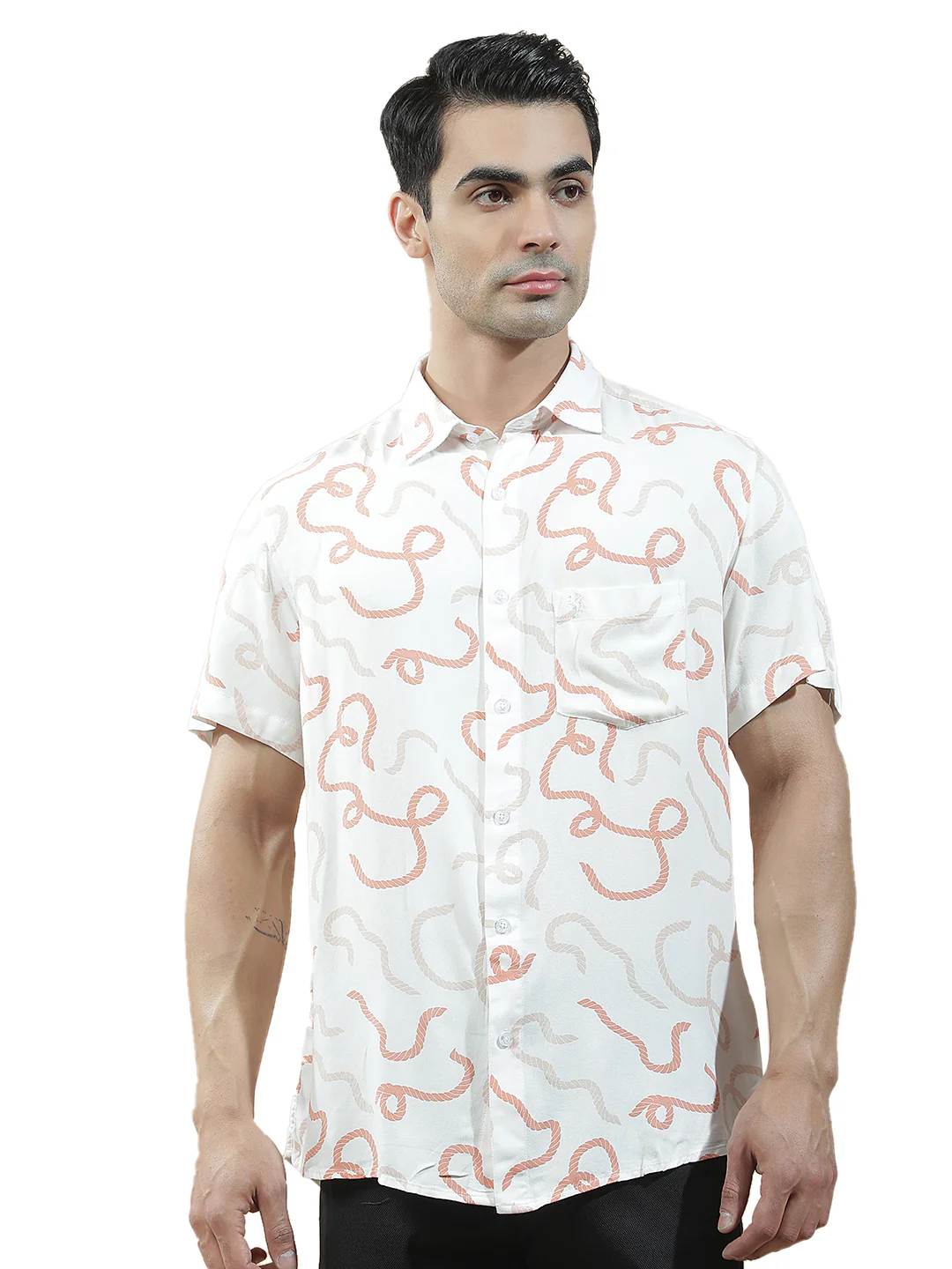 Casual Shirt for Men l Breathable & Soft with Color Fastness Slim Fit Viscose Fabric Printed Pattern - Image 8