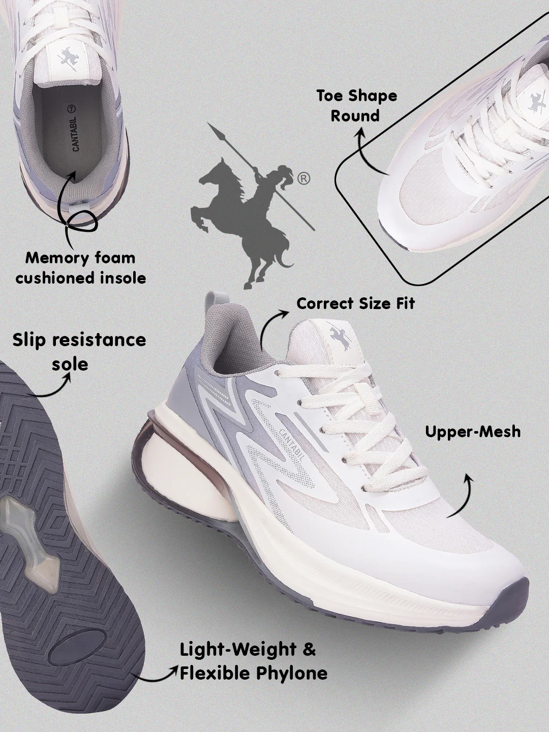 Casual Shoes for Men l Lightweight & Comfortable with Cushioned Insole Mesh Upper Phylon Sole Lace-Up Closure - Image 2