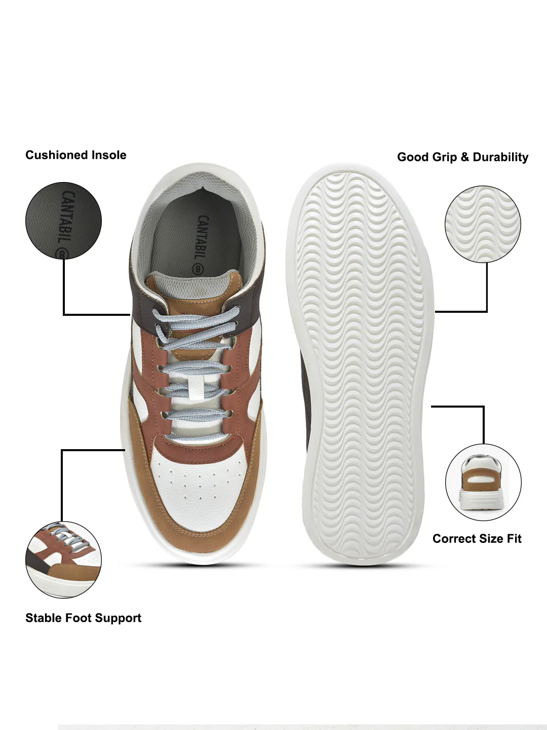 Casual Sneaker Shoes for Men | Lightweight & Comfortable with Cushioned Insole PU (Polyurethane) Upper EVA Sole Lace Up Closure - Image 7