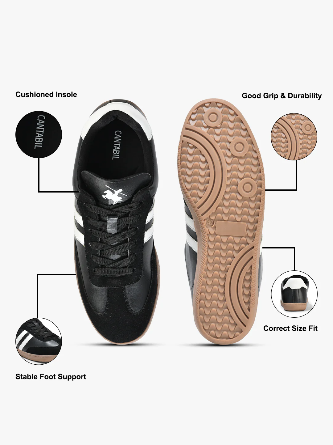 Casual Sneaker Shoes for Men | Lightweight & Comfortable with Cushioned Insole PU (Polyurethane) Upper TPR Sole Lace Up Closure - Image 7