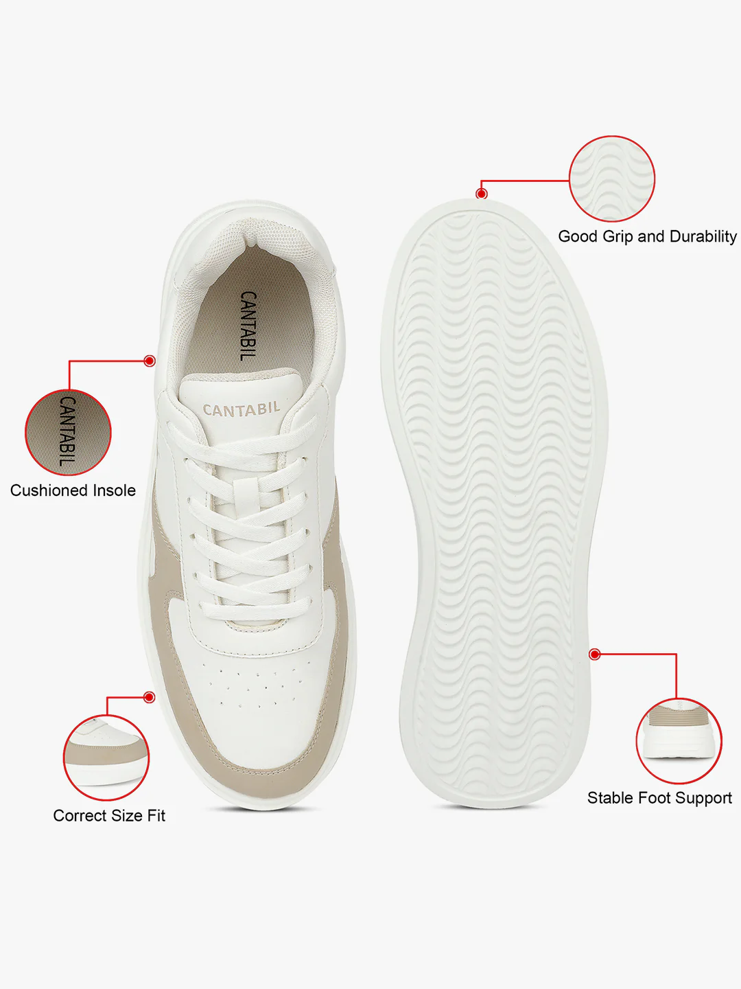 Casual Sneaker Shoes for Men | Lightweight & Comfortable with Cushioned Insole PU (Polyurethane) Upper EVA Sole Lace Up Closure - Image 3