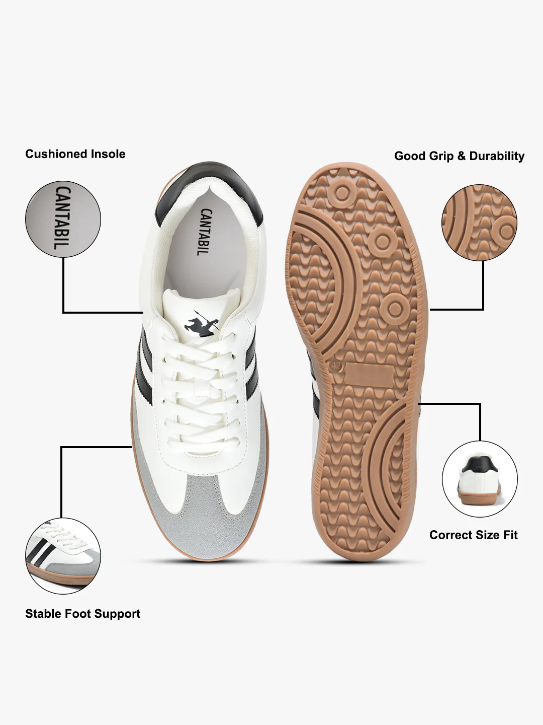 Casual Sneaker Shoes for Men | Lightweight & Comfortable with Cushioned Insole PU (Polyurethane) Upper TPR Sole Lace Up Closure - Image 8
