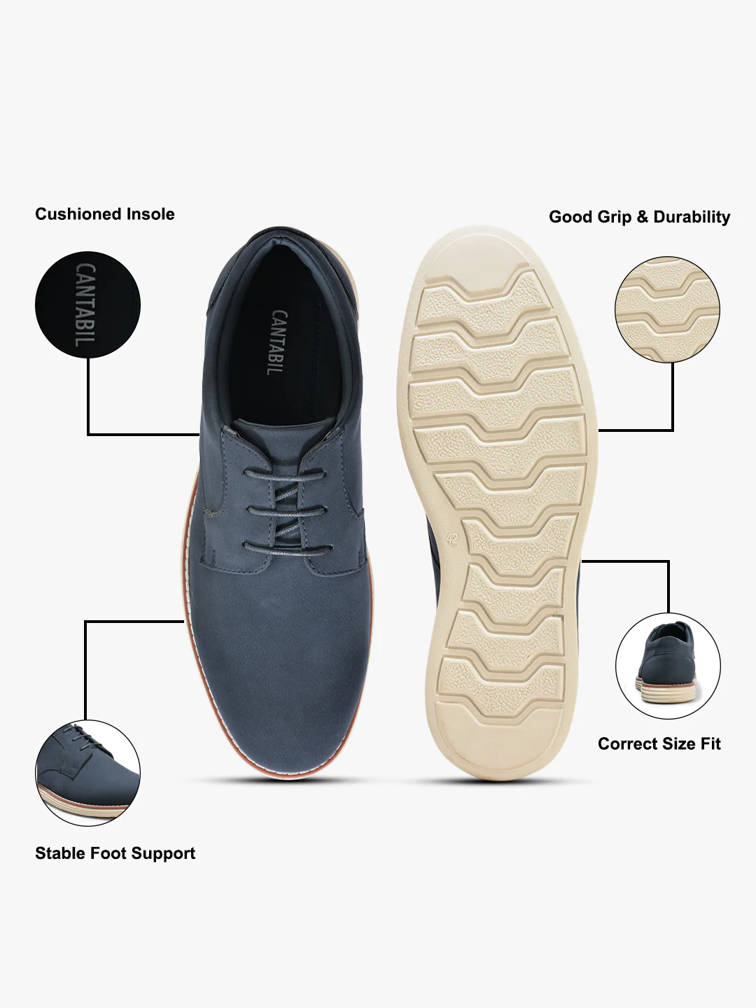 Casual Sneaker Shoes for Men | Lightweight & Comfortable with Cushioned Insole PU (Polyurethane) Upper TPR Sole Lace Up Closure - Image 6