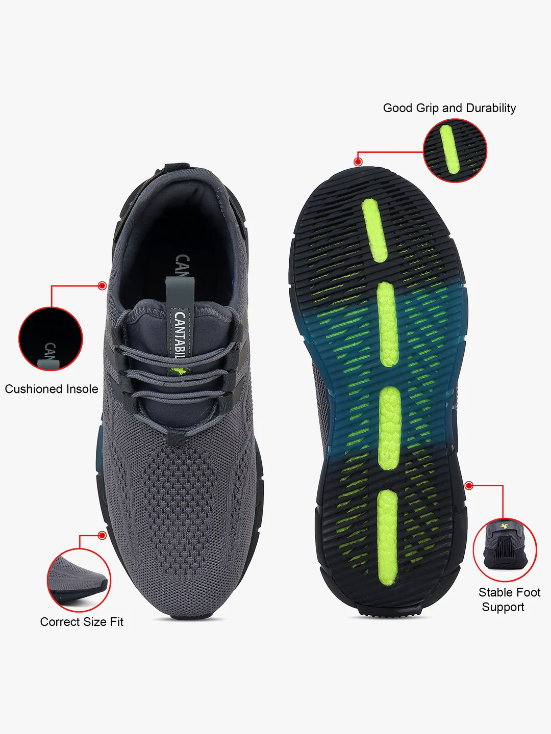 Casual Sports Shoes for Men | Lightweight & Comfortable with Cushioned Insole Flynet Upper Phylon Sole Lace Up Closure - Image 7