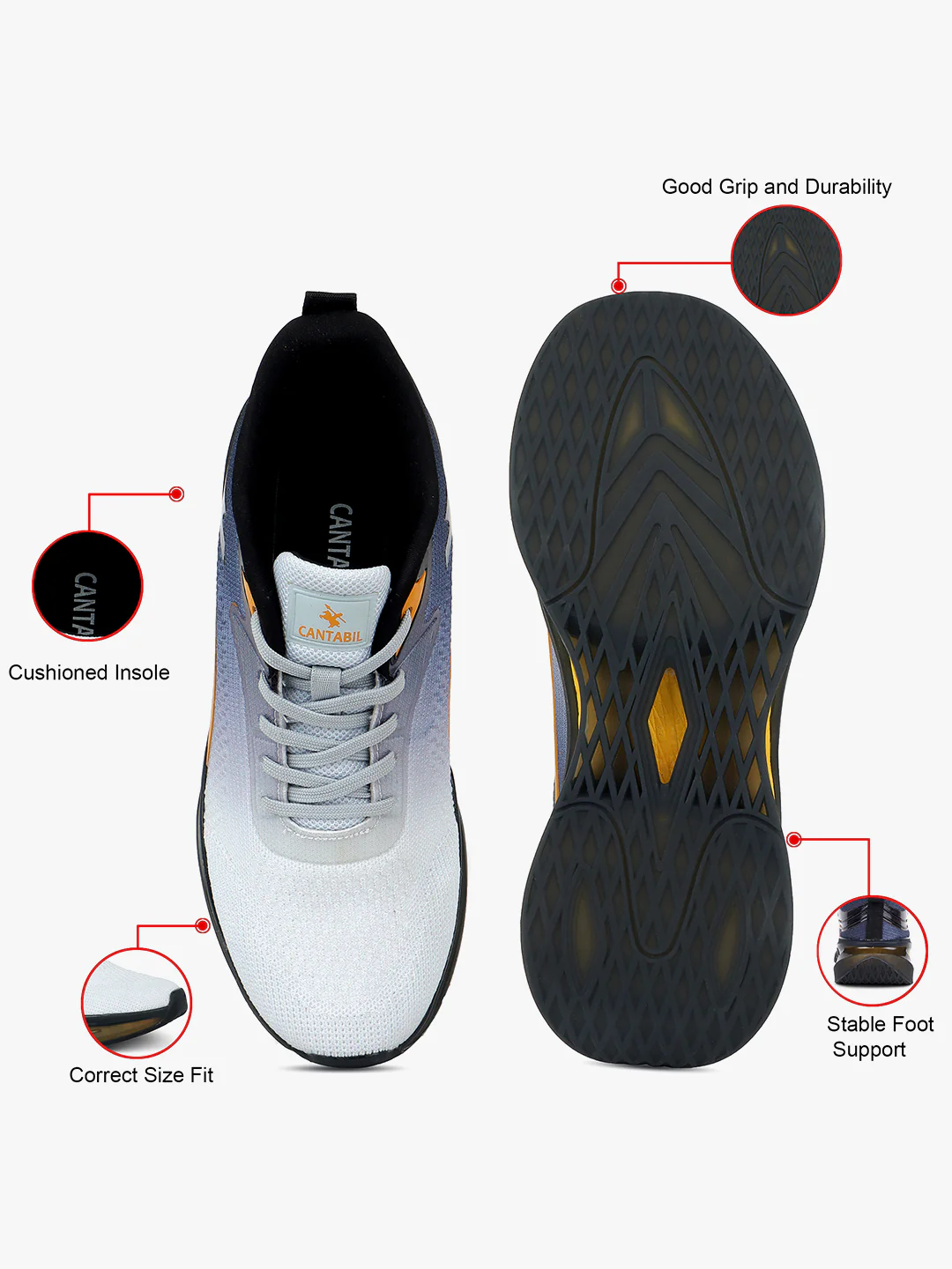 Casual Sports Shoes for Men | Lightweight & Comfortable with Cushioned Insole Flynet Upper Phylon Sole Lace Up Closure - Image 7