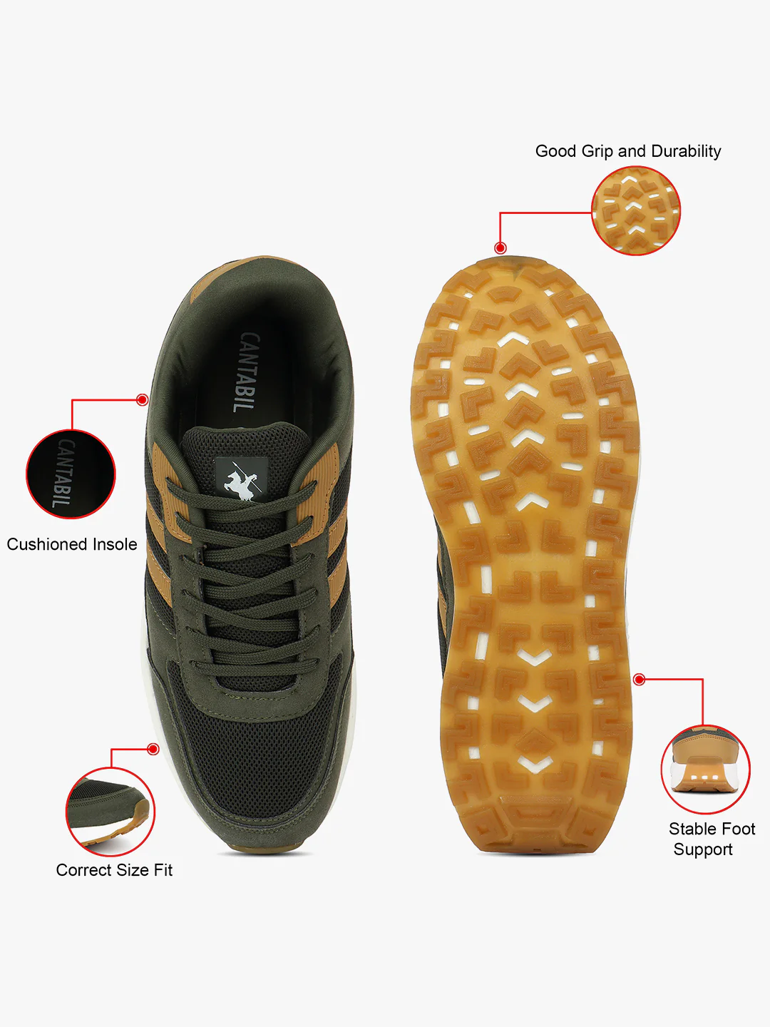 Casual Sports Shoes for Men | Lightweight & Comfortable with Cushioned Insole Mesh Upper Phylon Sole Lace Up Closure - Image 5