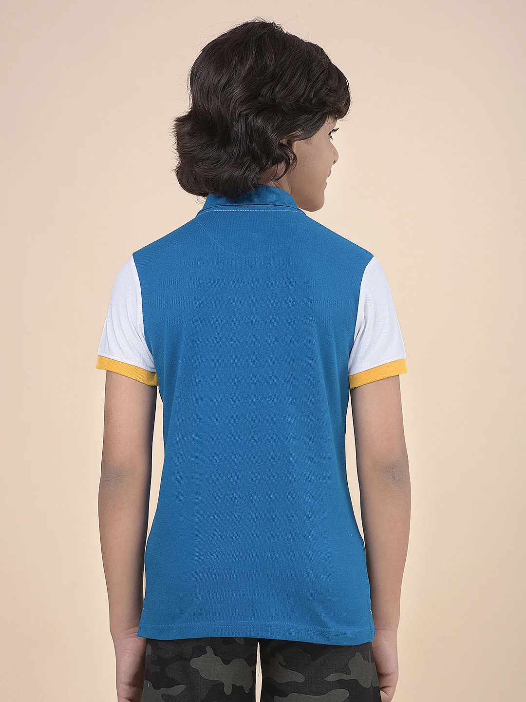 Casual T-Shirt for Boys l Breathable & Soft with Color Fastness Regular Fit Polo Neck Poly Cotton Fabric Colour Block Pattern - Image 4