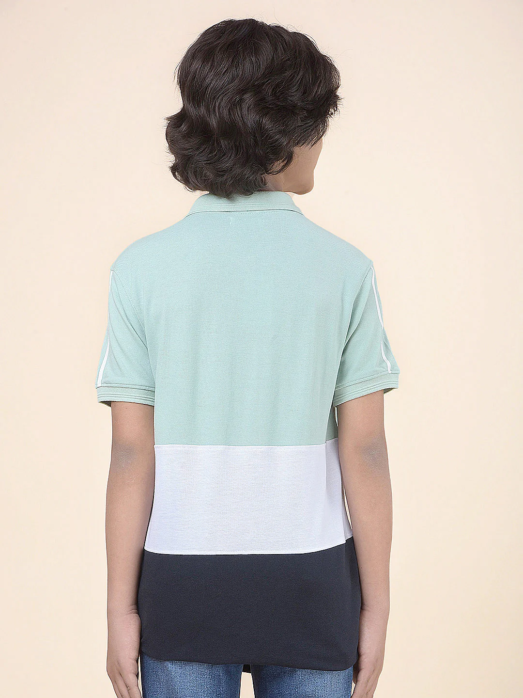 Casual T-Shirt for Boys l Breathable & Soft with Color Fastness Regular Fit Polo Neck Poly Cotton Fabric Colour Block Pattern - Image 7