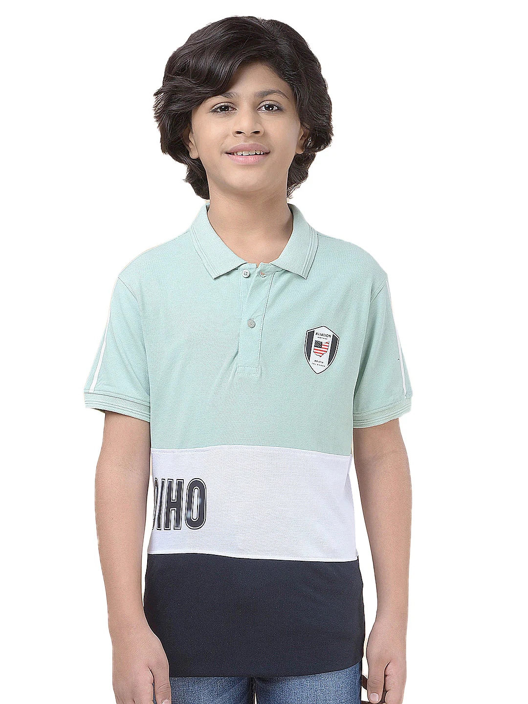 Casual T-Shirt for Boys l Breathable & Soft with Color Fastness Regular Fit Polo Neck Poly Cotton Fabric Colour Block Pattern - Image 9