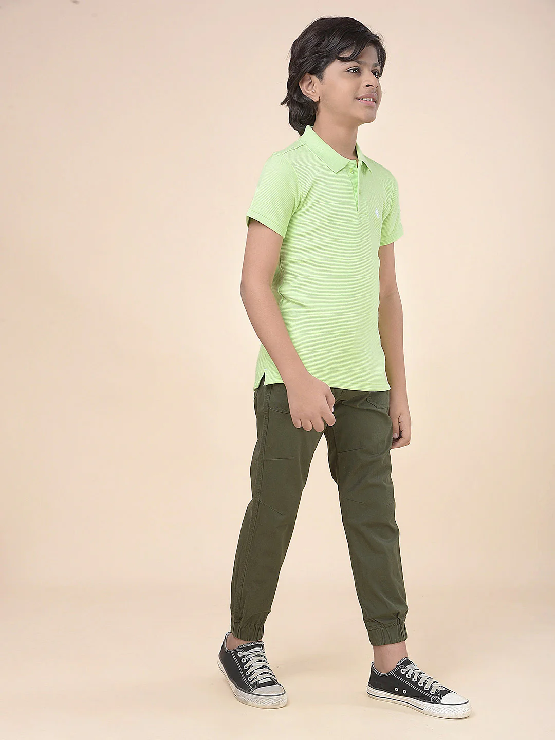 Casual T-Shirt for Boys l Breathable & Soft with Color Fastness Regular Fit Polo Neck Poly Cotton Fabric Solid Pattern - Image 2