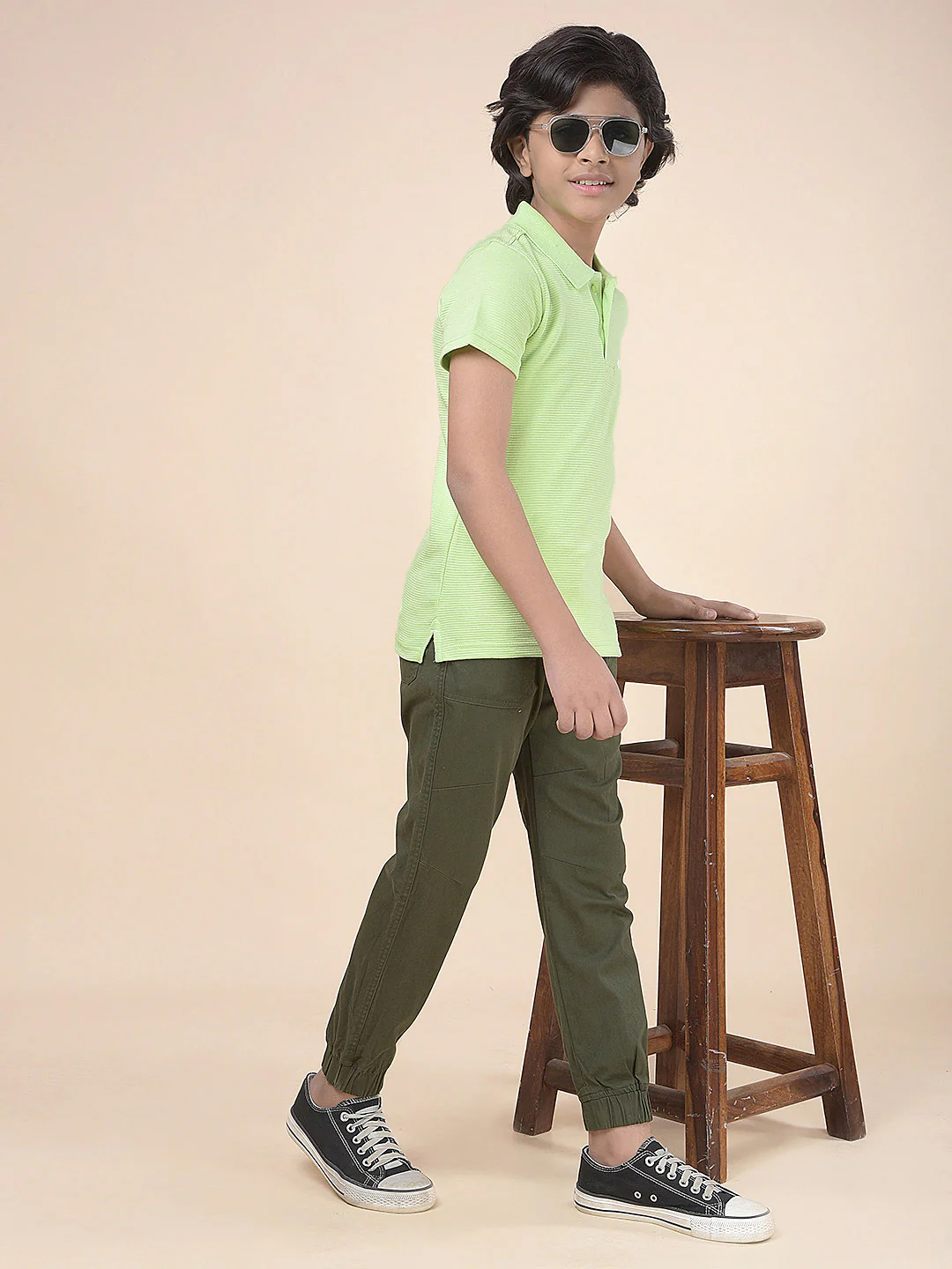 Casual T-Shirt for Boys l Breathable & Soft with Color Fastness Regular Fit Polo Neck Poly Cotton Fabric Solid Pattern - Image 3