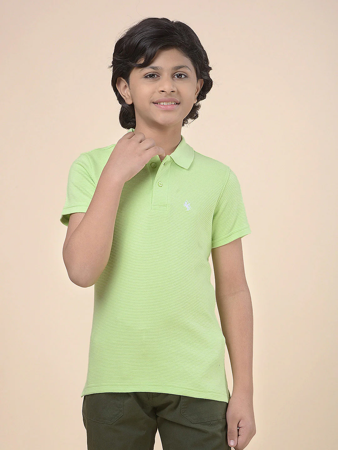 Casual T-Shirt for Boys l Breathable & Soft with Color Fastness Regular Fit Polo Neck Poly Cotton Fabric Solid Pattern - Image 5