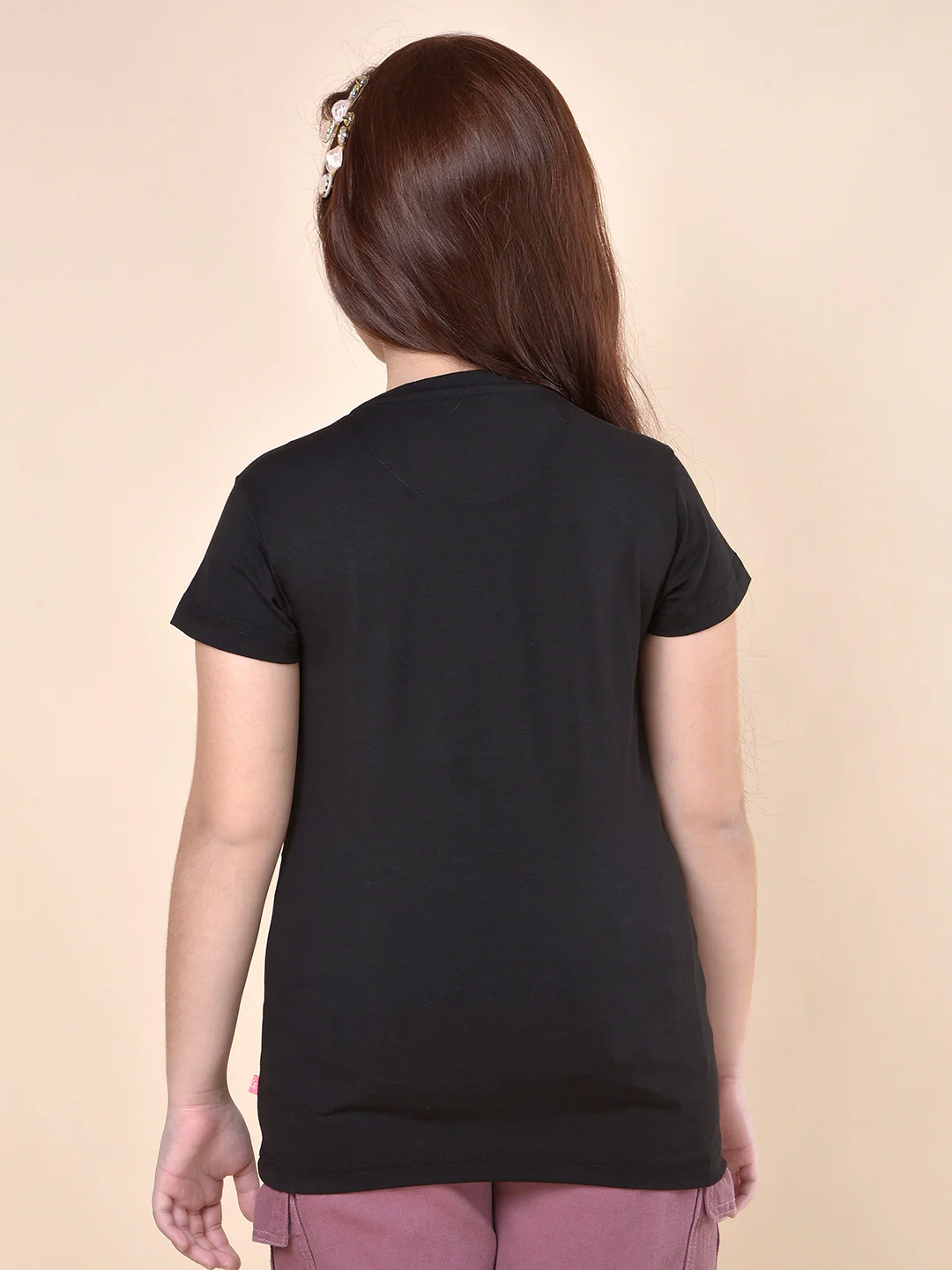 Casual T-Shirt for Girls | Breathable & Soft with Color Fastness Regular Fit Round Neck Cotton Blend Fabric Printed Pattern - Image 3