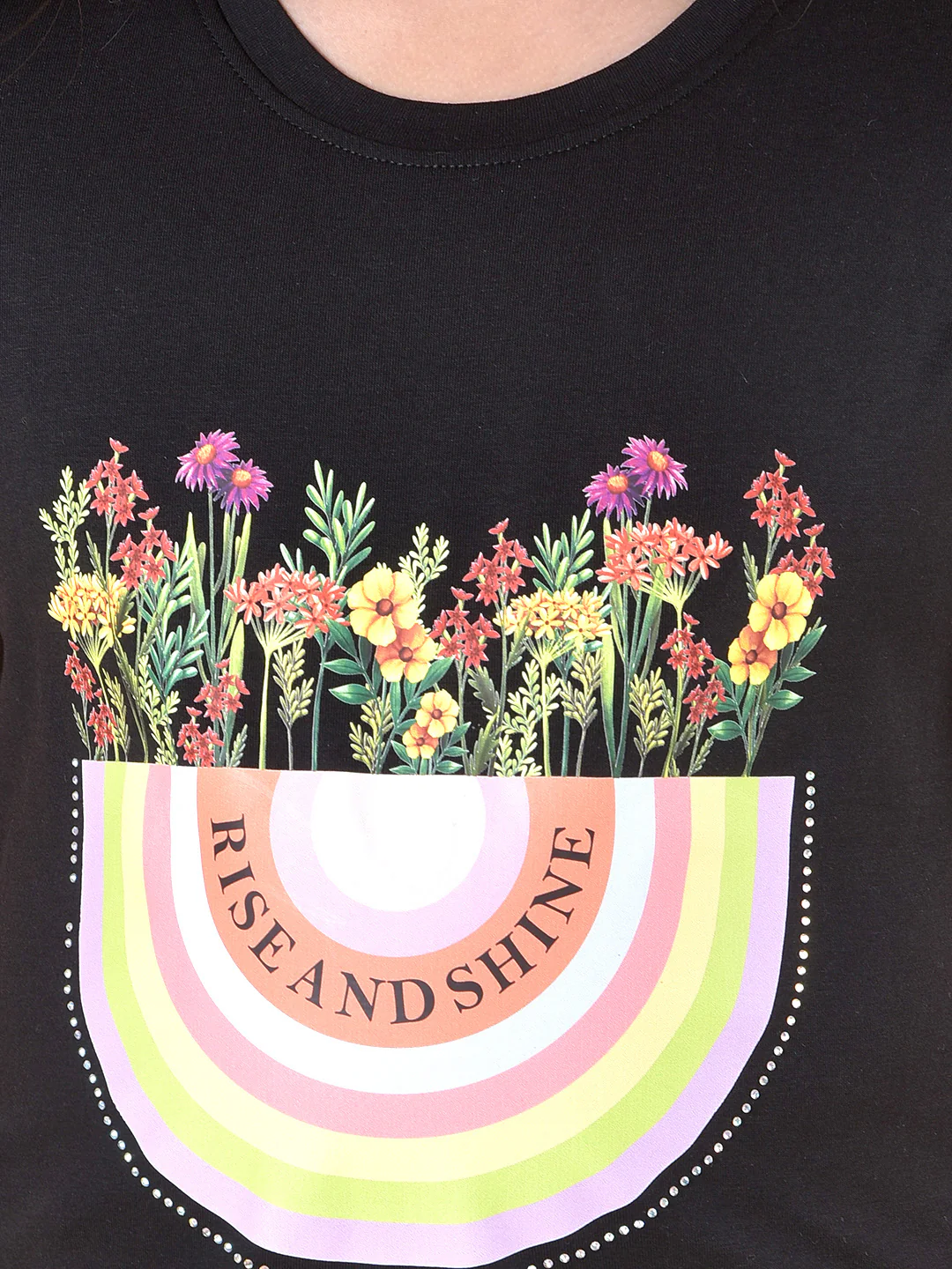 Casual T-Shirt for Girls | Breathable & Soft with Color Fastness Regular Fit Round Neck Cotton Blend Fabric Printed Pattern - Image 7
