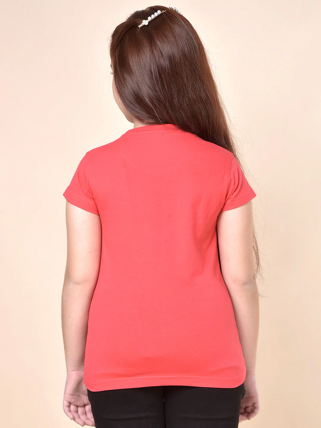 Casual T-Shirt for Girls | Breathable & Soft with Color Fastness Regular Fit Round Neck Poly Cotton Fabric Printed Pattern - Image 6