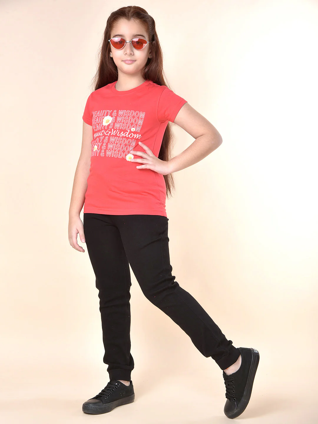 Casual T-Shirt for Girls | Breathable & Soft with Color Fastness Regular Fit Round Neck Poly Cotton Fabric Printed Pattern - Image 7