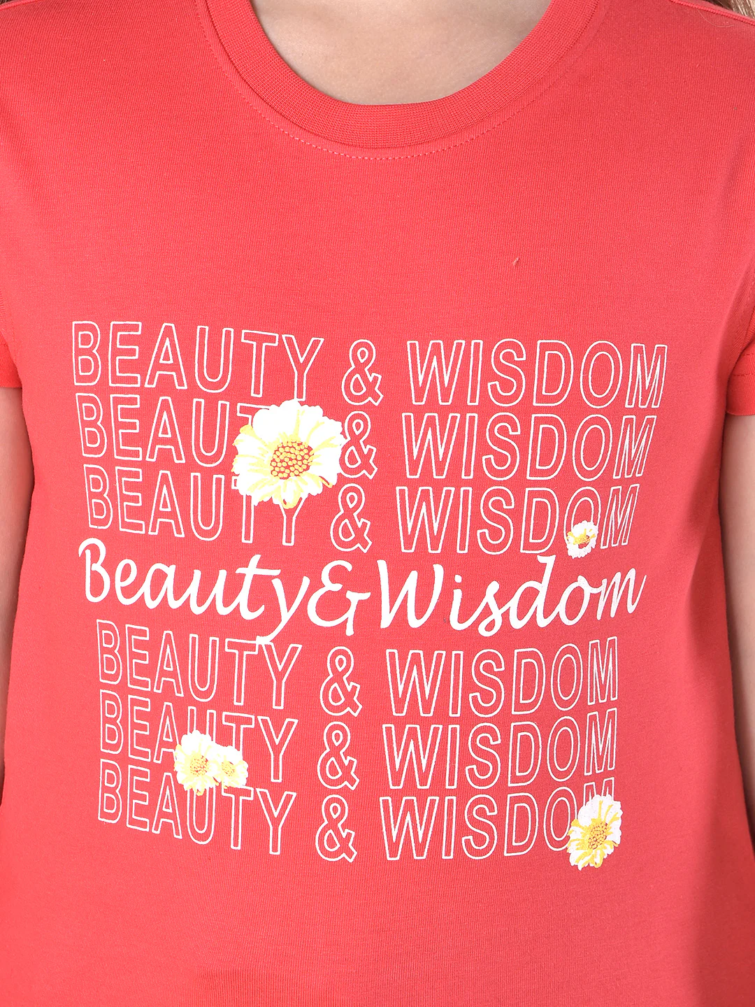 Casual T-Shirt for Girls | Breathable & Soft with Color Fastness Regular Fit Round Neck Poly Cotton Fabric Printed Pattern - Image 8