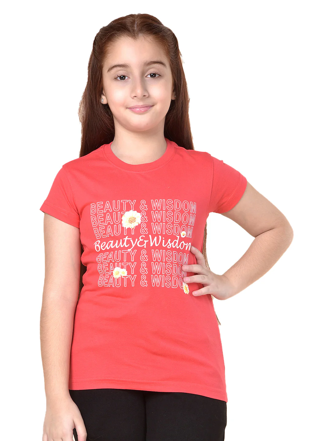 Casual T-Shirt for Girls | Breathable & Soft with Color Fastness Regular Fit Round Neck Poly Cotton Fabric Printed Pattern - Image 9