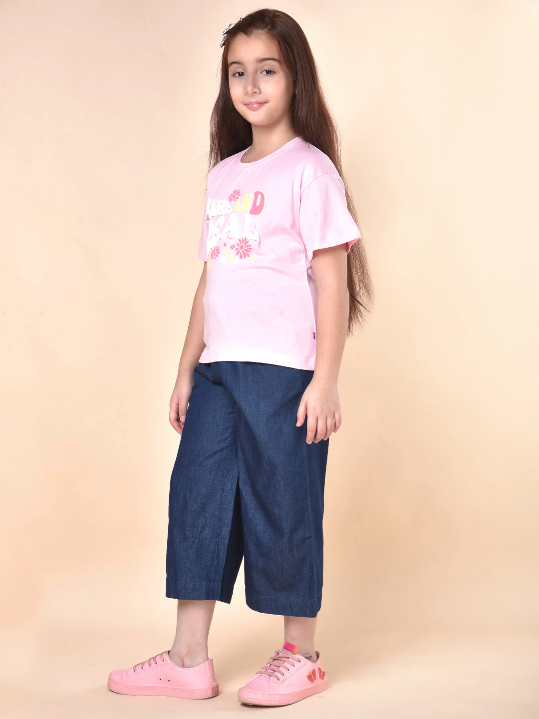 Casual T-Shirt for Girls | Breathable & Soft with Color Fastness Regular Fit Round Neck Poly Cotton Fabric Printed Pattern - Image 8