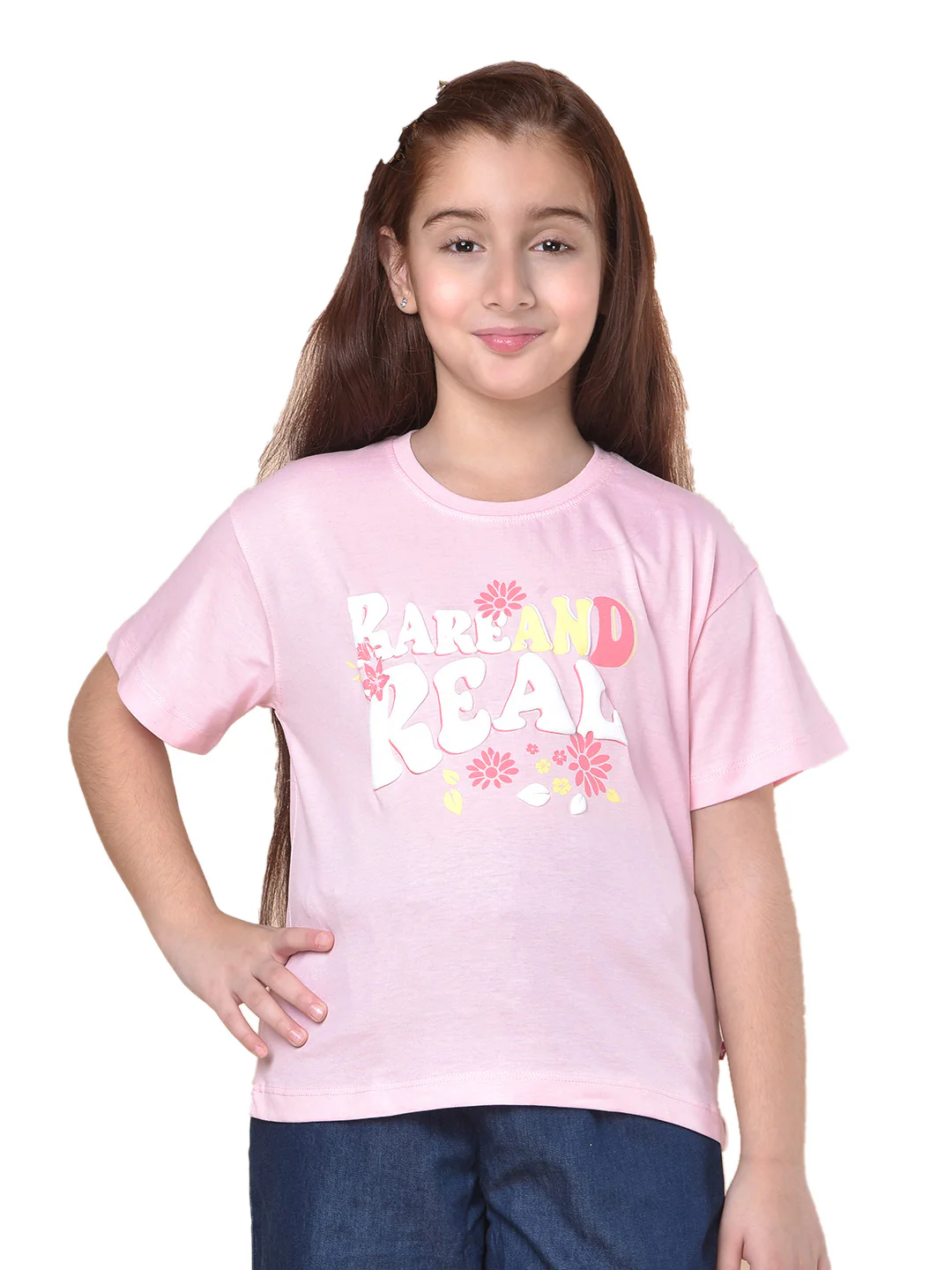 Casual T-Shirt for Girls | Breathable & Soft with Color Fastness Regular Fit Round Neck Poly Cotton Fabric Printed Pattern - Image 9