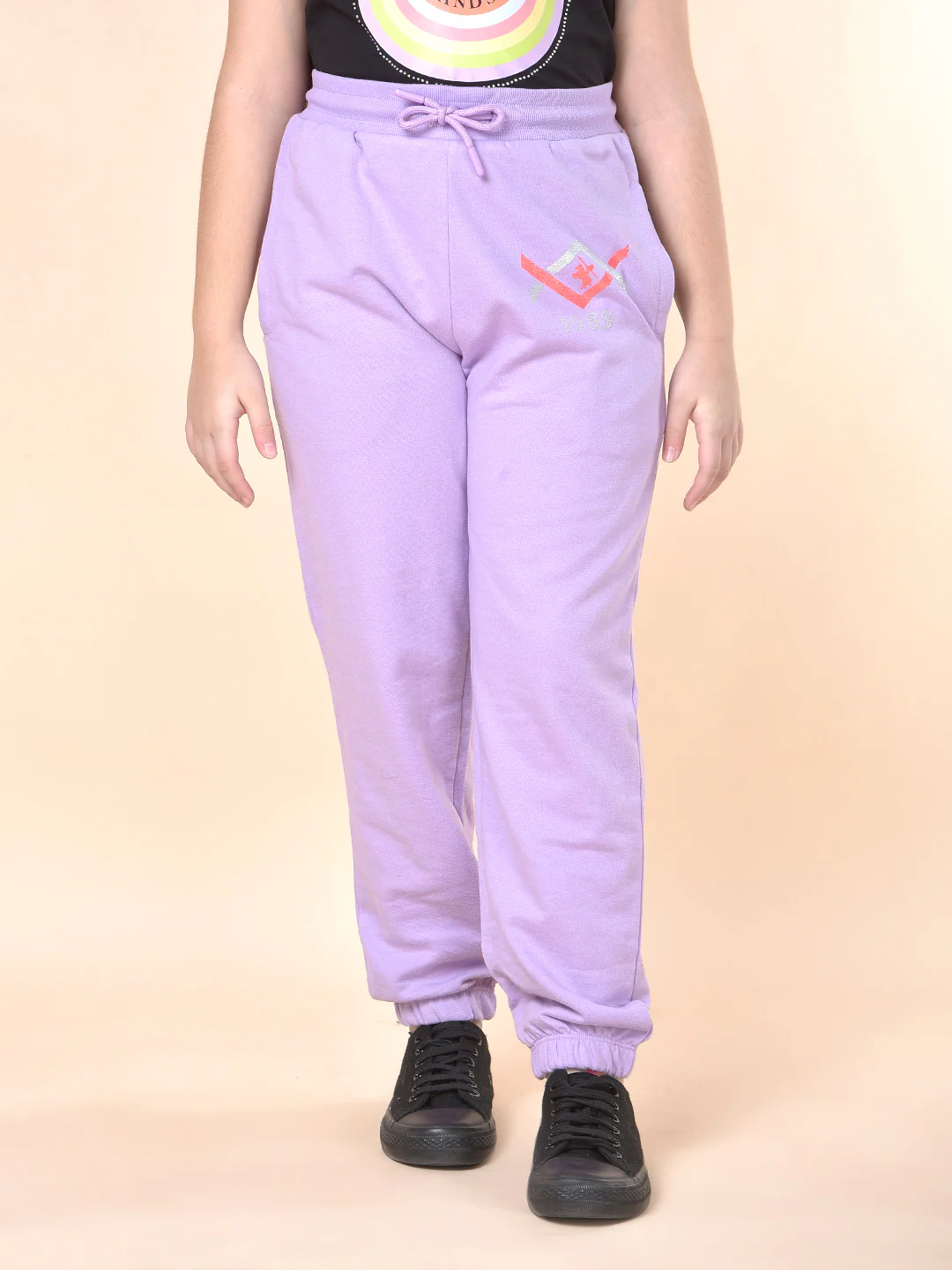 Casual Trackpant for Girls | Breathable & Soft with Color Fastness Regular Fit Poly Cotton Fabric Solid Pattern Drawstring Closure - Image 3