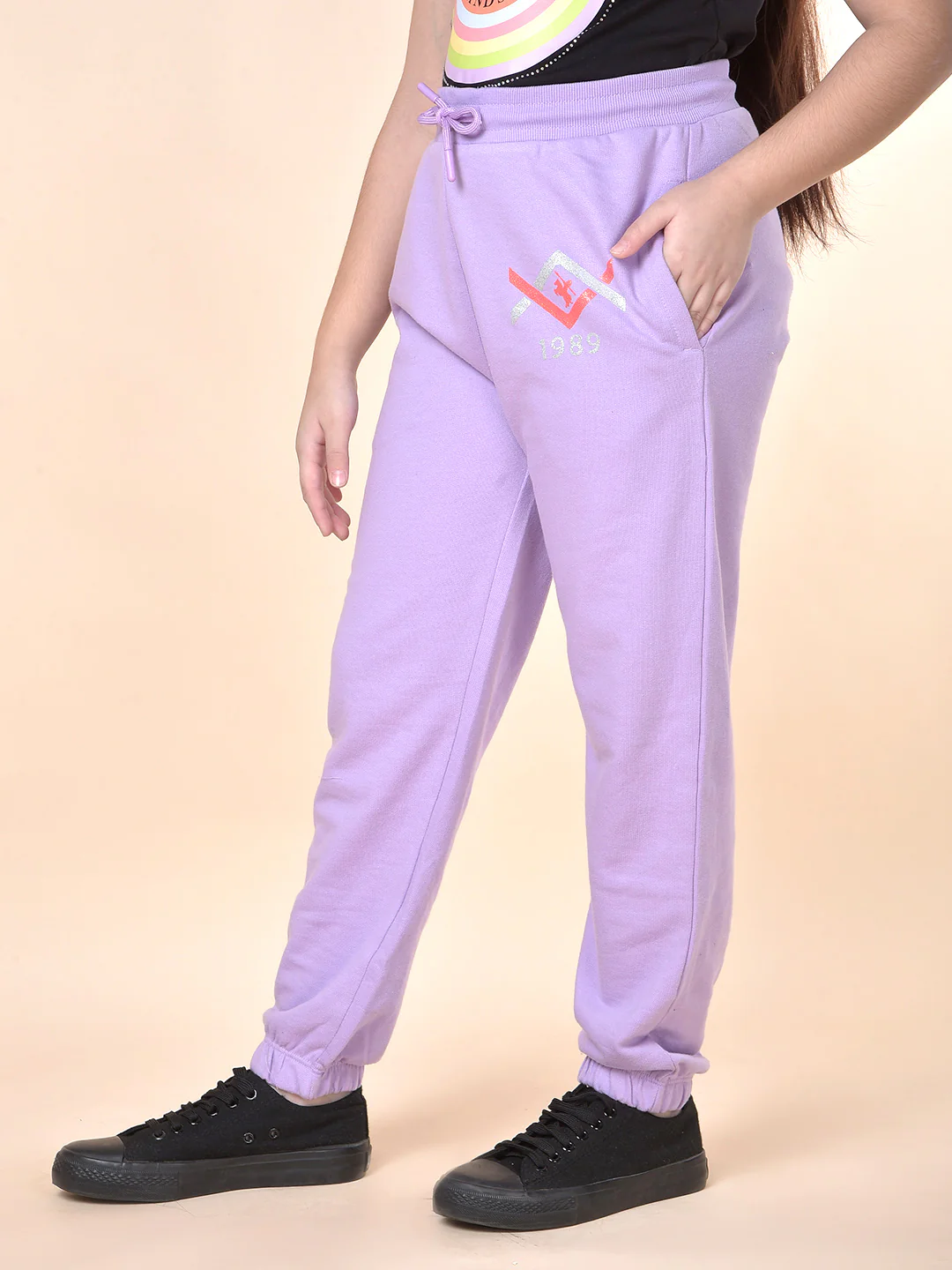 Casual Trackpant for Girls | Breathable & Soft with Color Fastness Regular Fit Poly Cotton Fabric Solid Pattern Drawstring Closure - Image 4