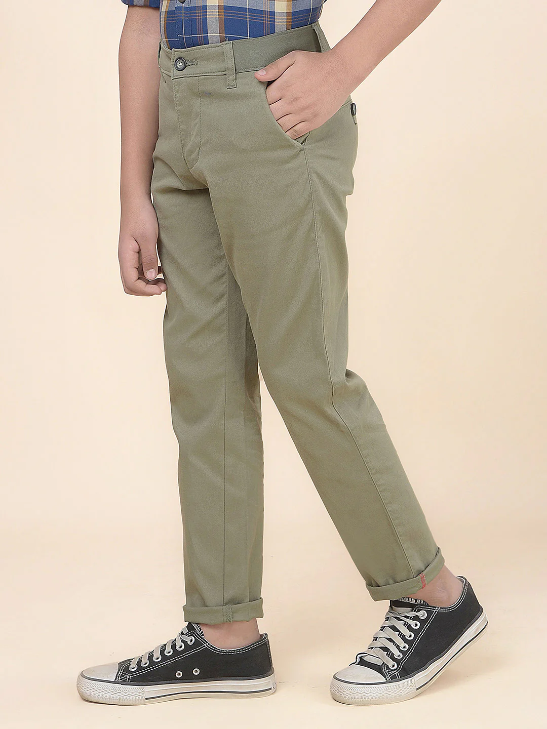 Casual Trouser for Boys l Breathable & Soft with Color Fastness Regular Fit Cotton Fabric Button Closure Solid Pattern - Image 5