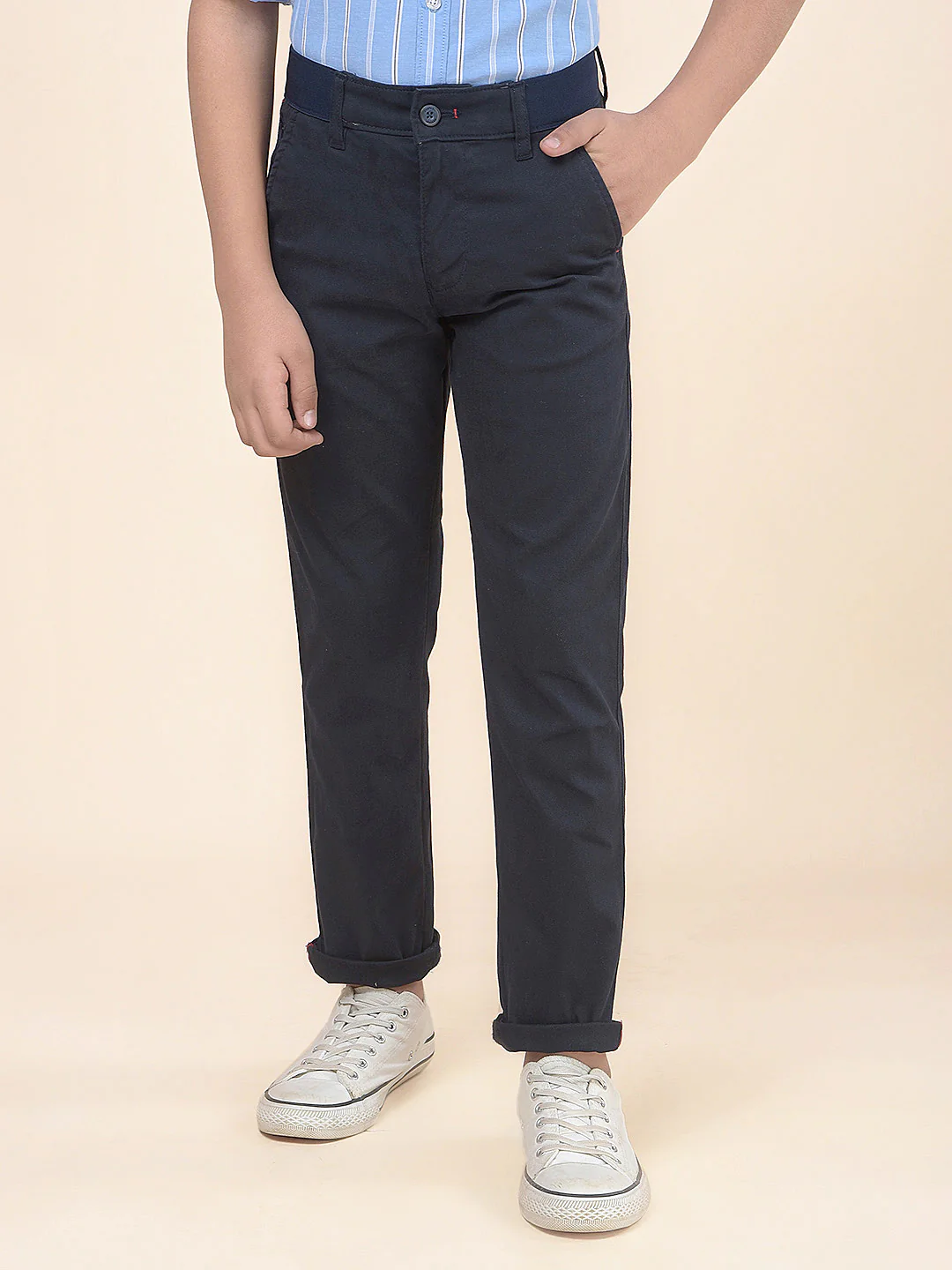 Casual Trouser for Boys l Breathable & Soft with Color Fastness Regular Fit Cotton Fabric Button Closure Solid Pattern - Image 4
