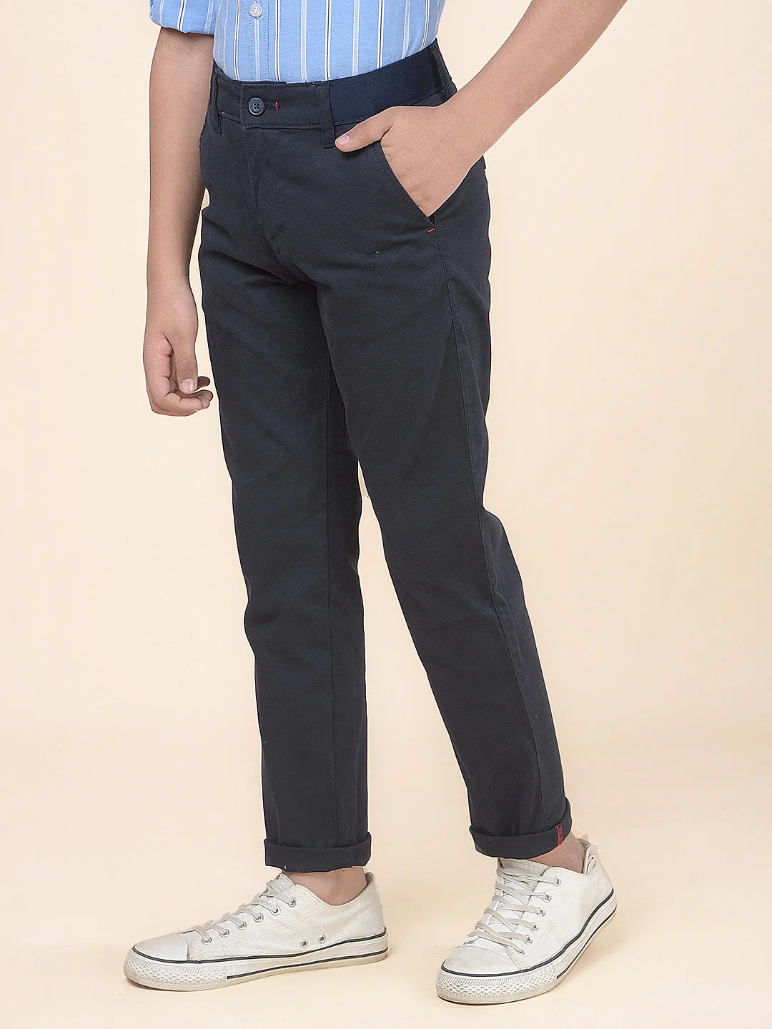 Casual Trouser for Boys l Breathable & Soft with Color Fastness Regular Fit Cotton Fabric Button Closure Solid Pattern - Image 5