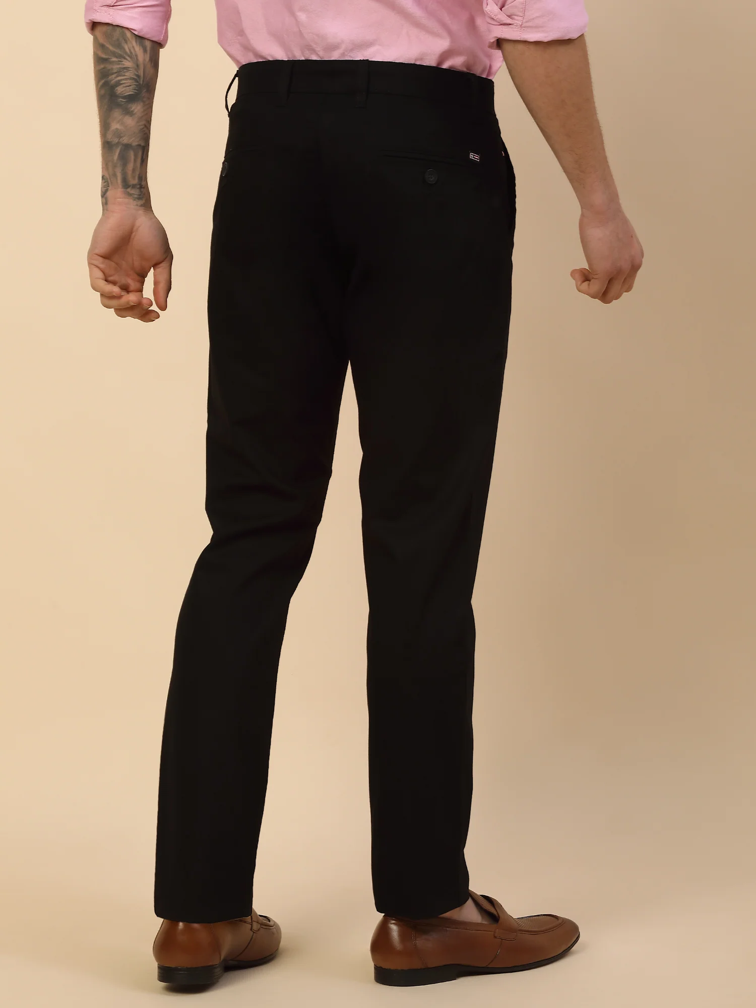 Casual Trouser for Men | Breathable & Soft with Color Fastness Regular Fit Cotton Blend Fabric Self Design Pattern Button Closure - Image 6
